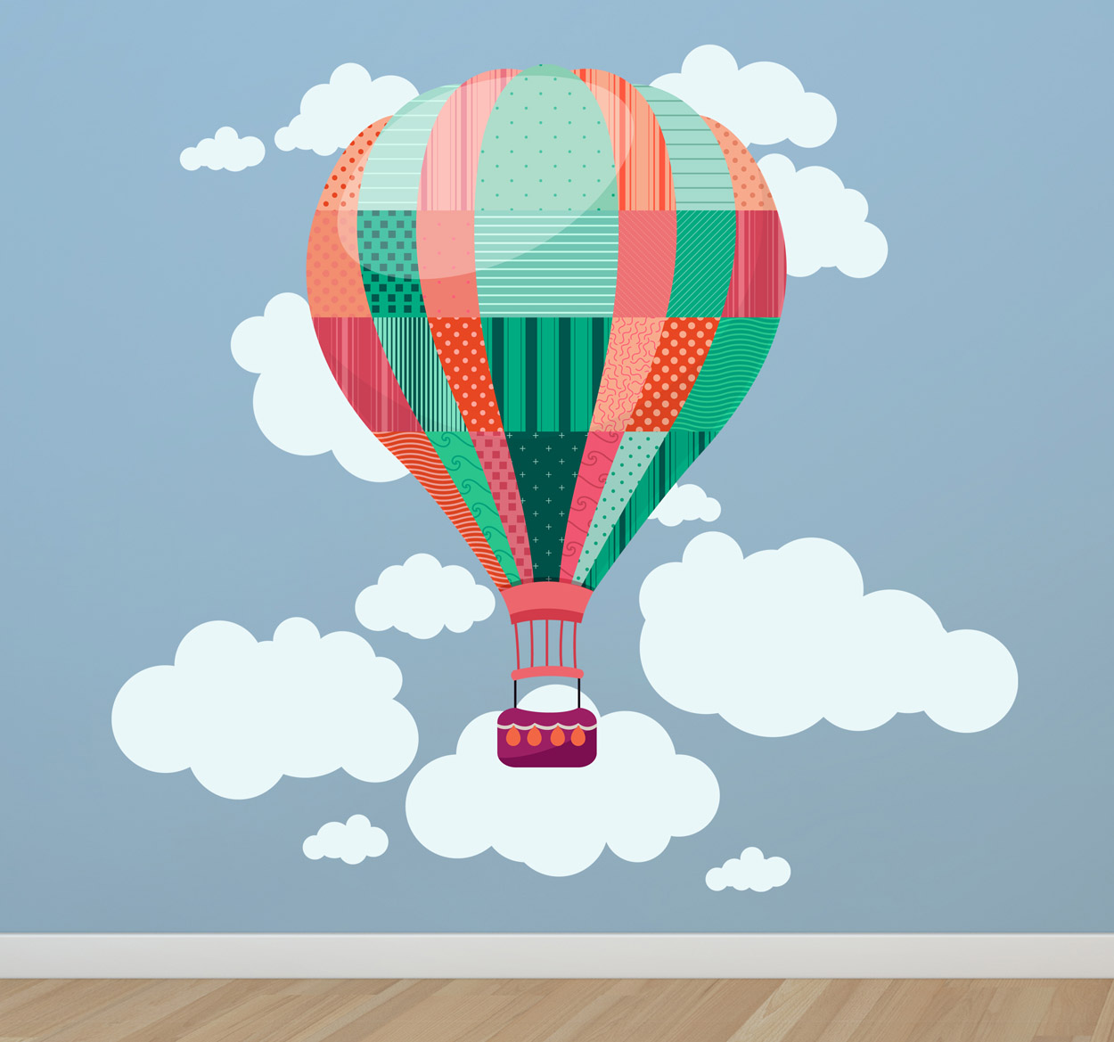 Tenstickers Sticker kind luchtballon wolken