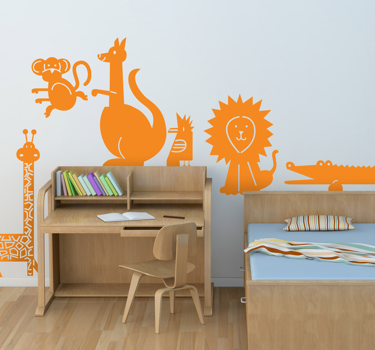 Tenstickers Muursticker kind wilde dieren