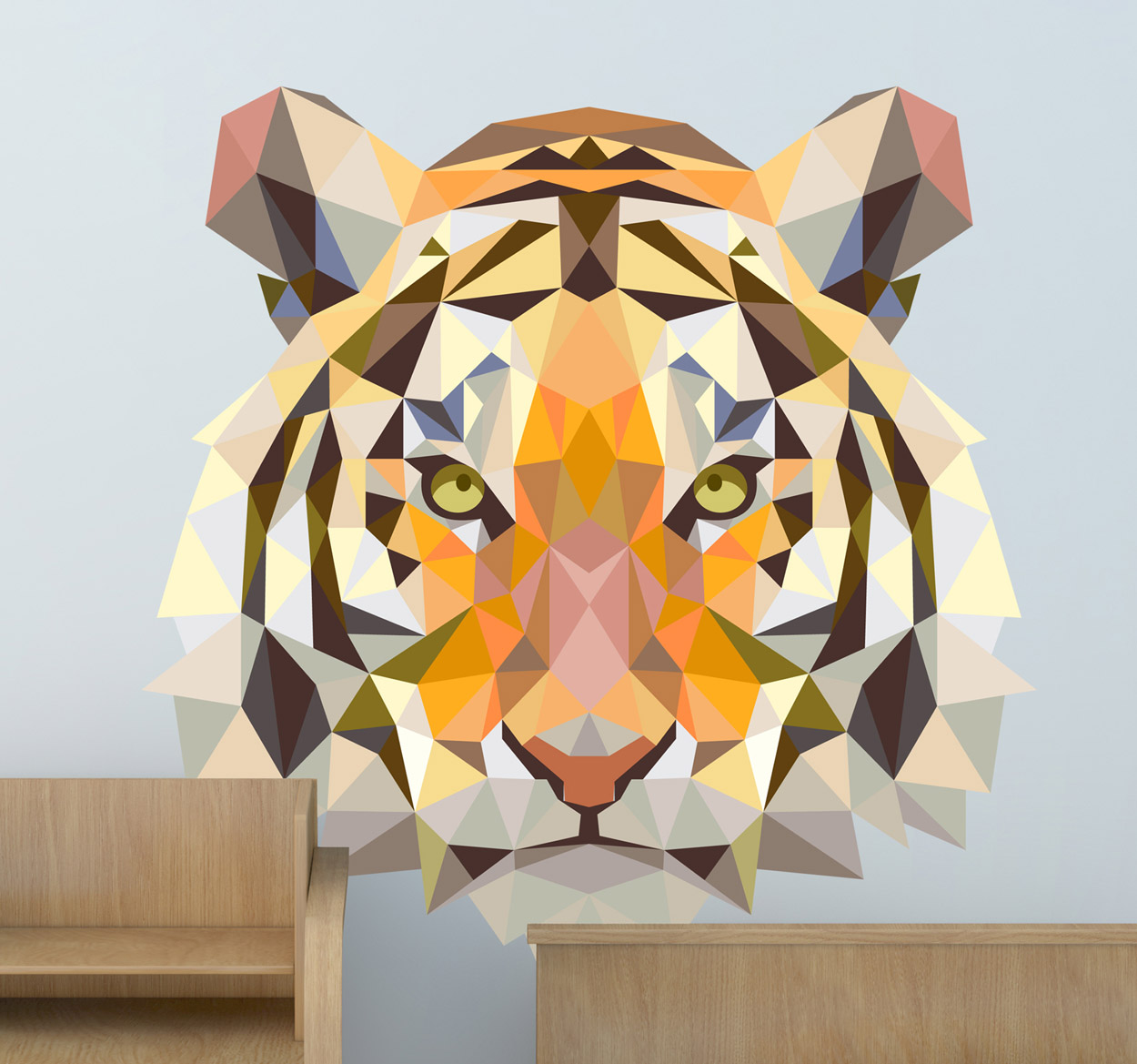 Tenstickers Muursticker woonkamer dieren prisma tijger