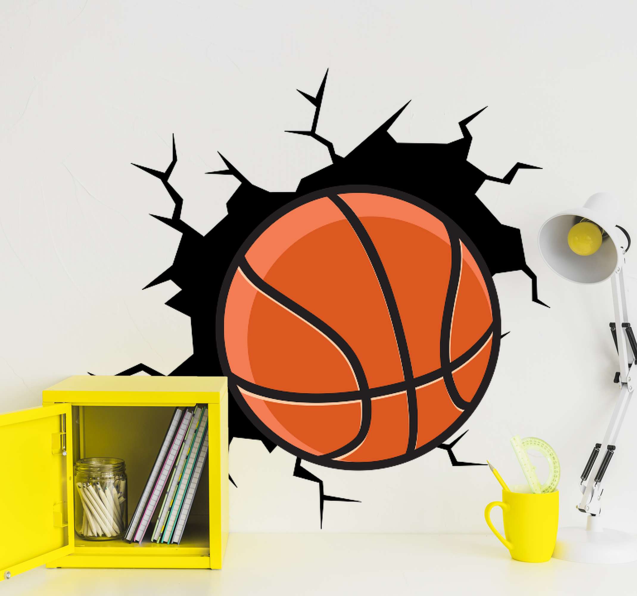 Wandtattoo visuelle Effekte Basketball durch die Wand