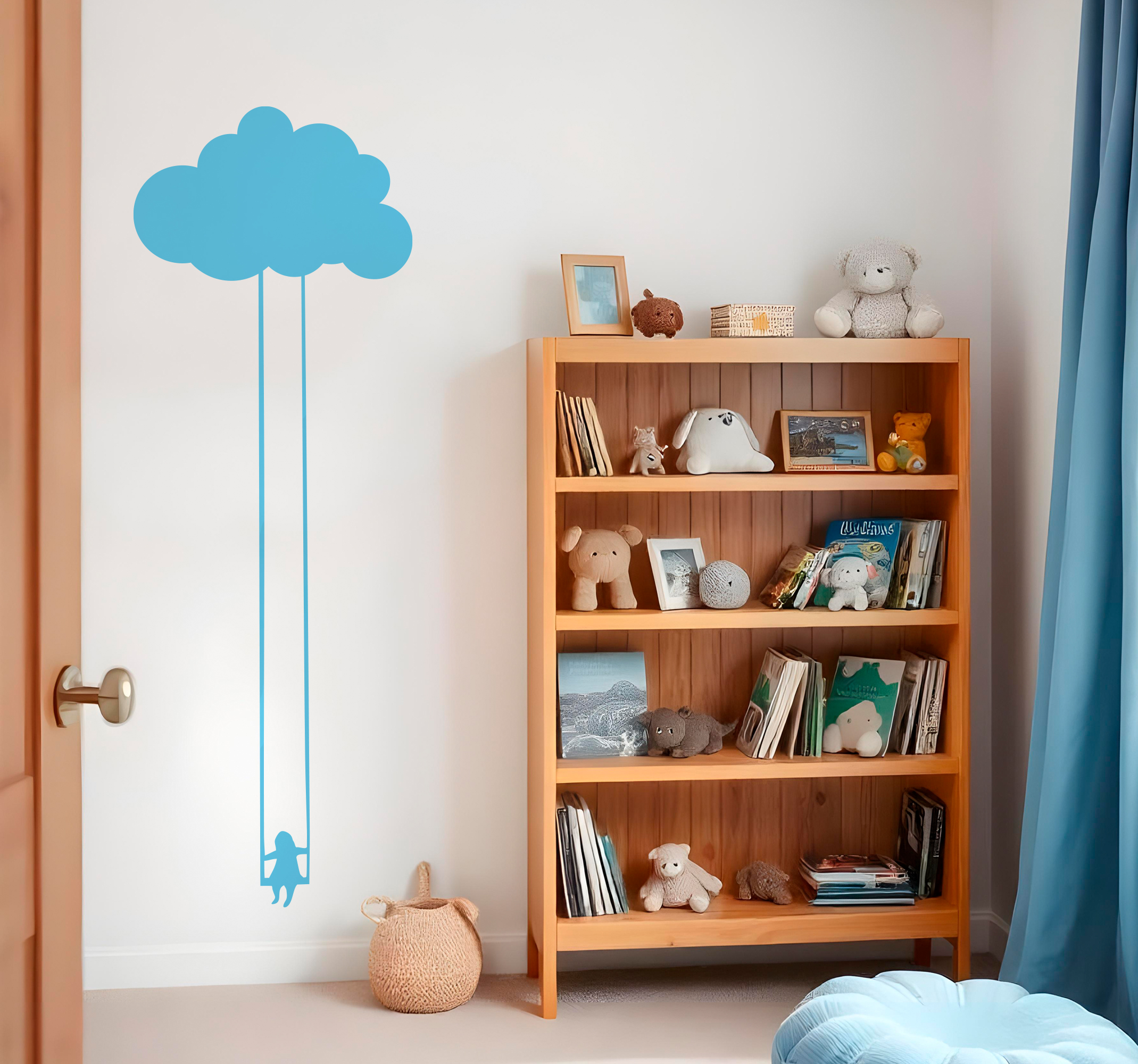 Tenstickers Muursticker kinderkamer wolk schommel