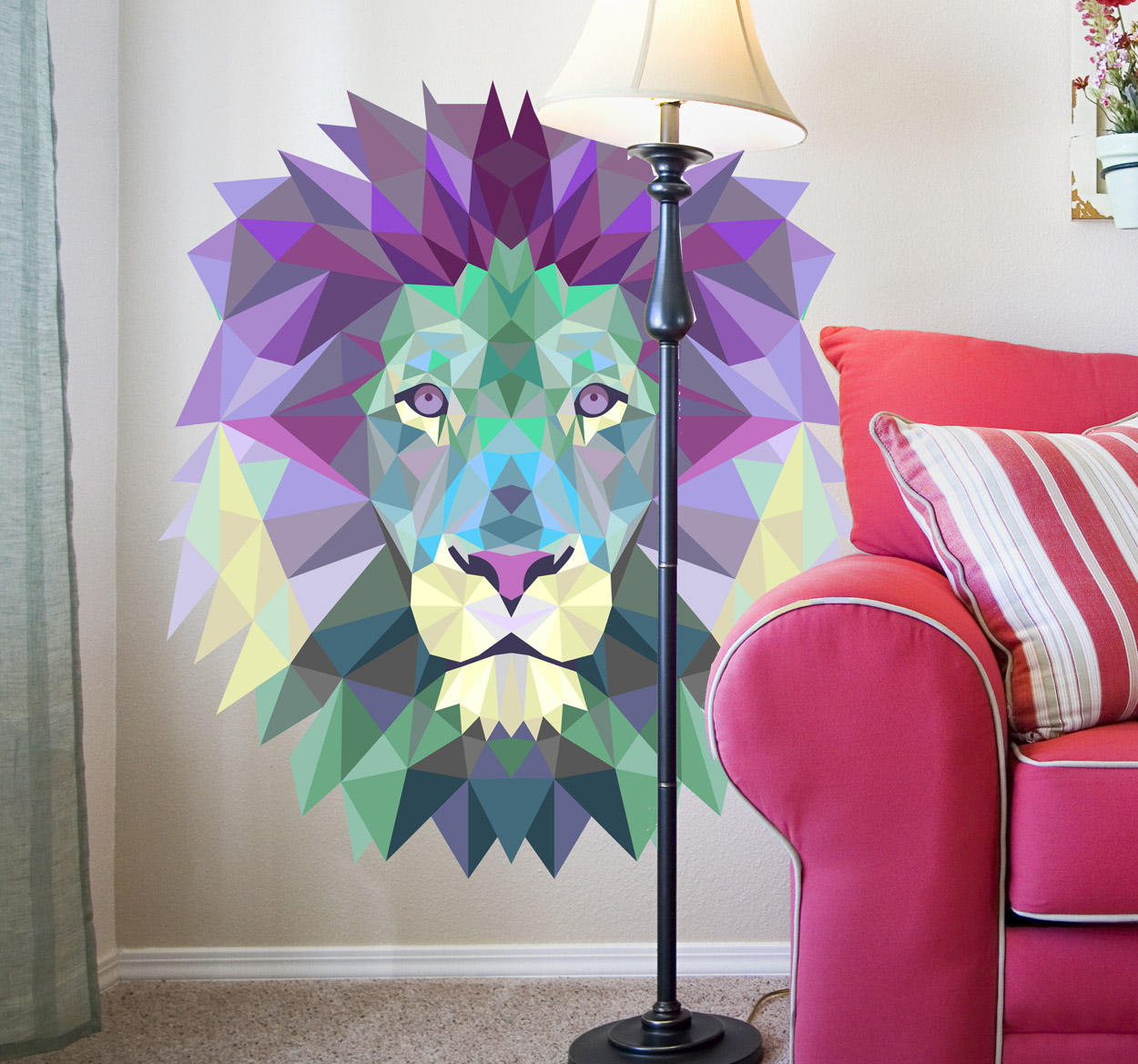 Tenstickers Sticker voorstelling abstract leeuw
