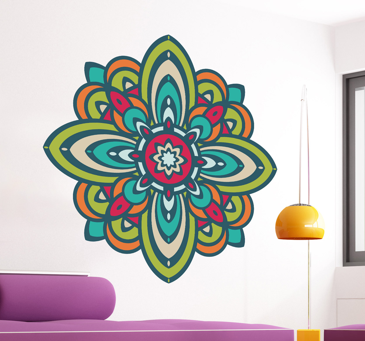 Tenstickers Mandala bloemen kleuren sticker