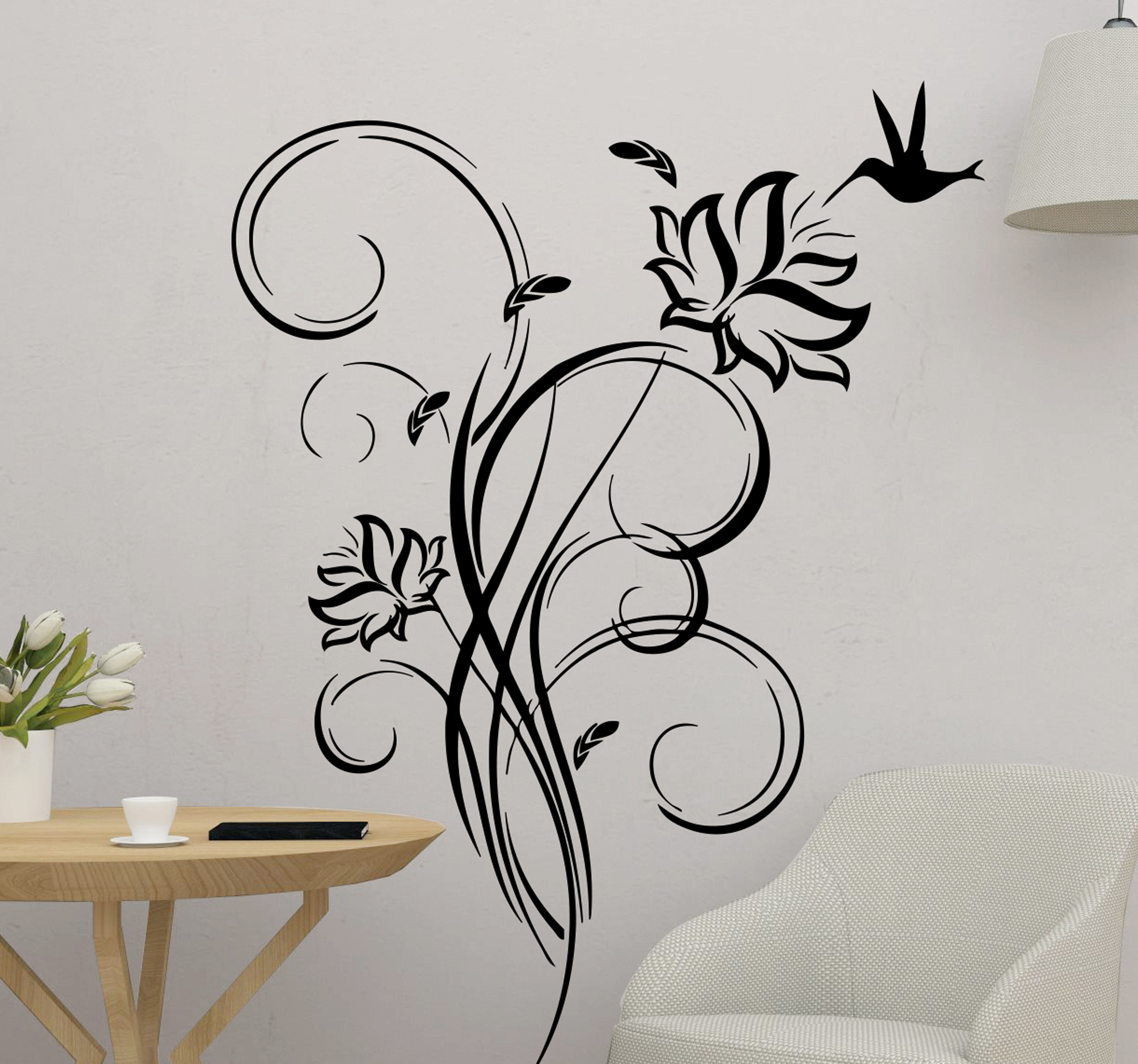 Tenstickers Sticker modern abstract vogel plant
