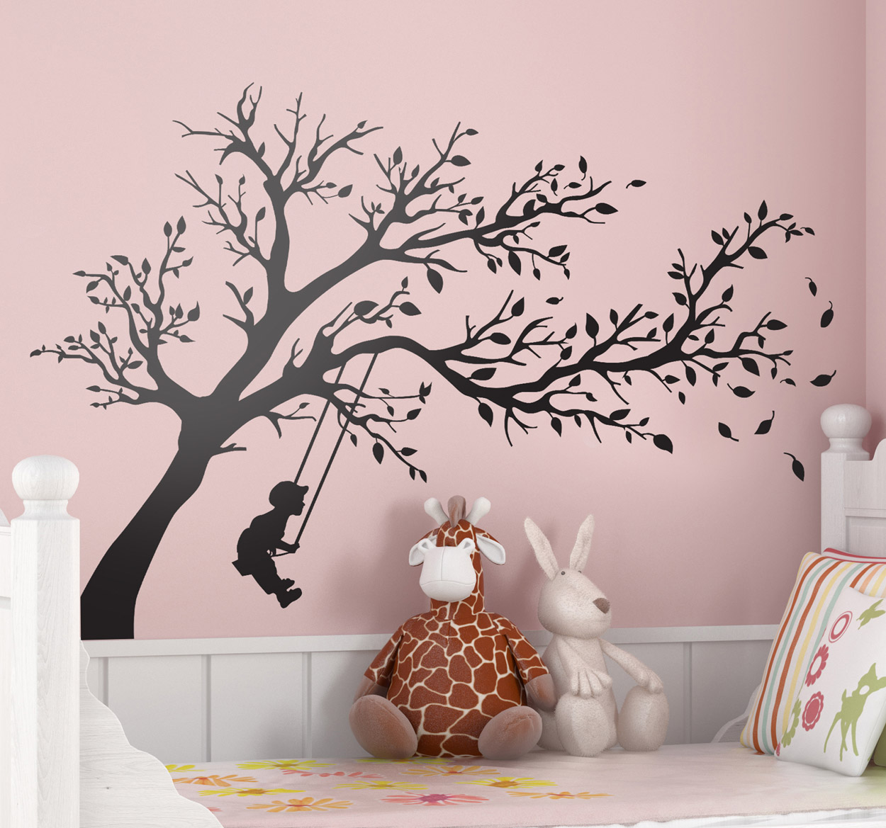 Tenstickers Wandsticker silhouette kind boom schommel