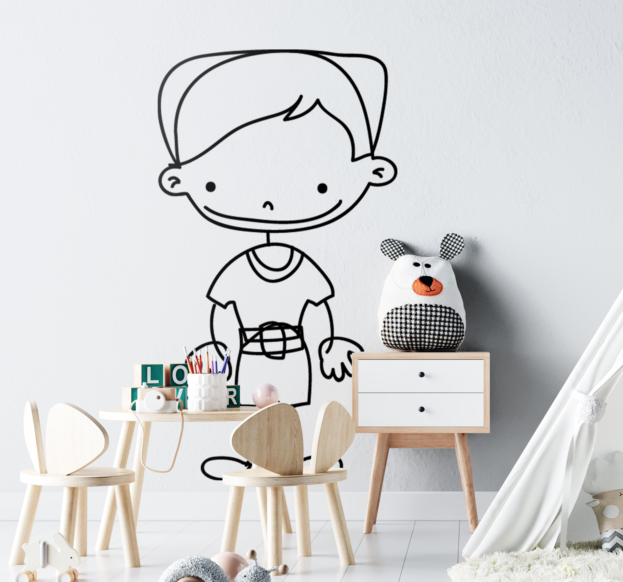 Tenstickers Sticker kinderkamer tekening jongen