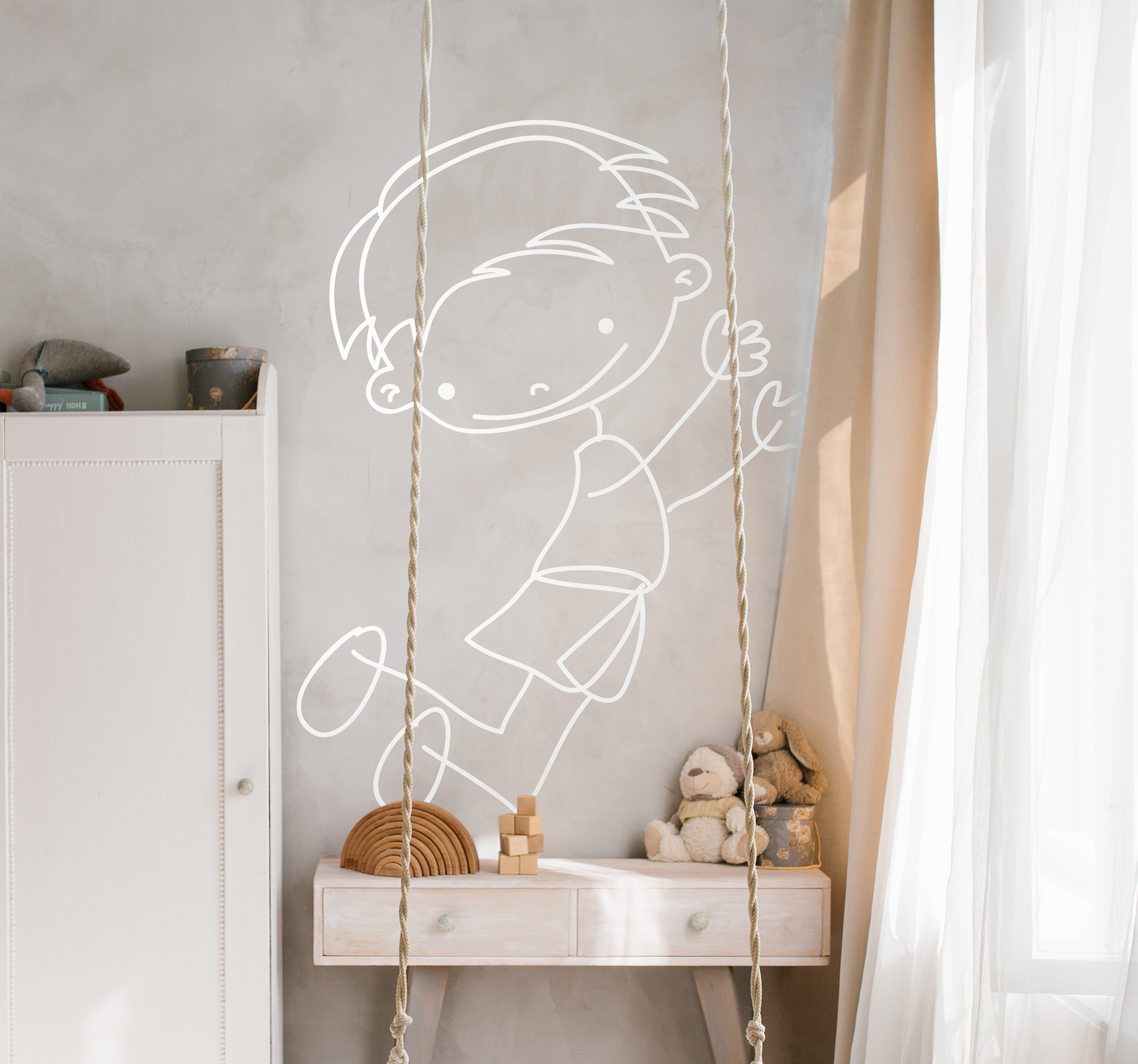 Tenstickers Sticker babykamer jongen springt