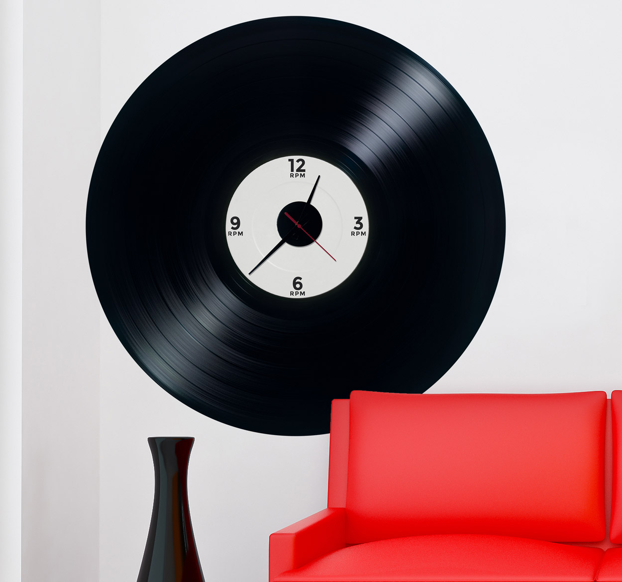 Tenstickers Sticker klok muziekplaat