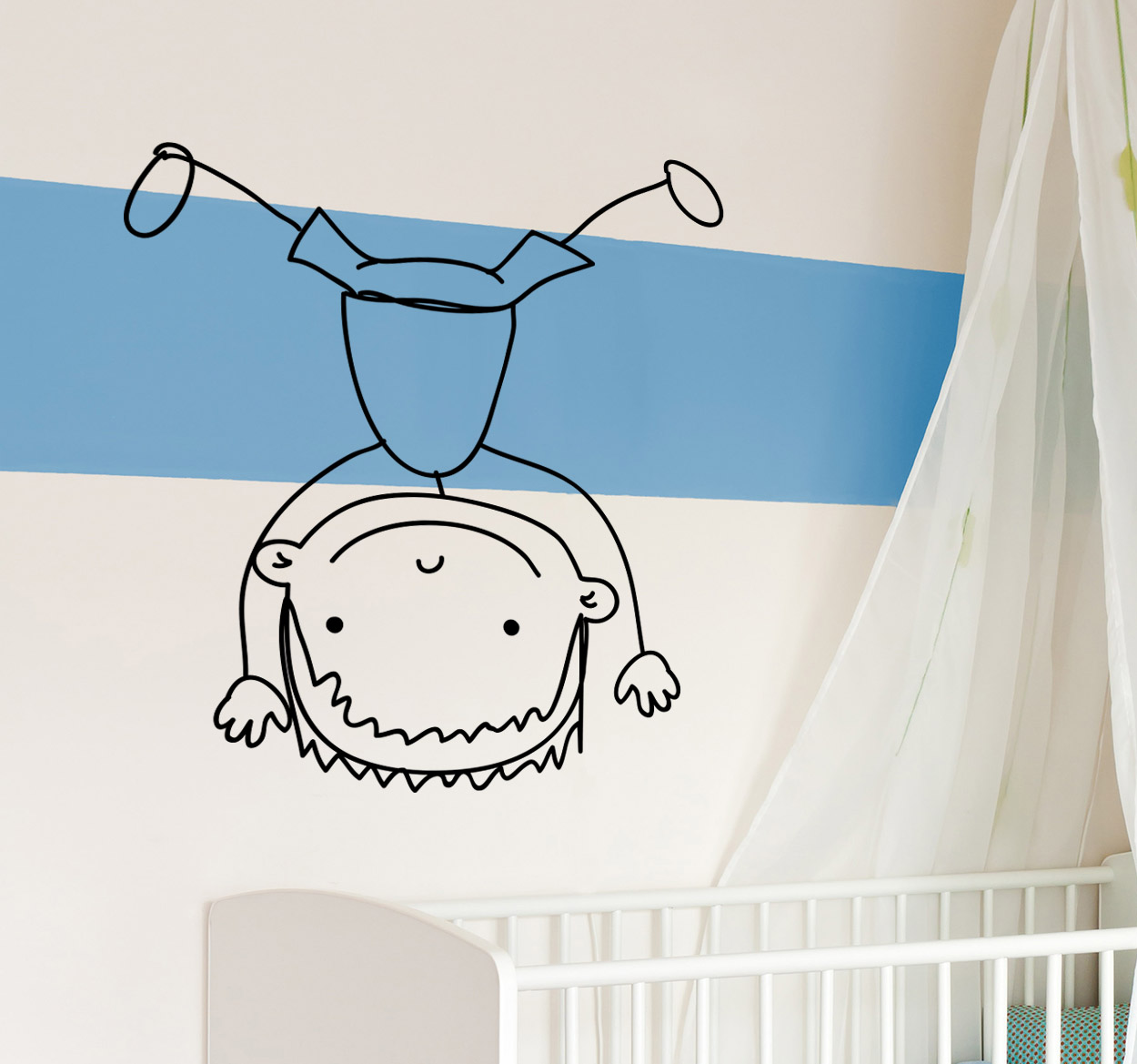 Tenstickers Sticker kinderkamer jongen handstand
