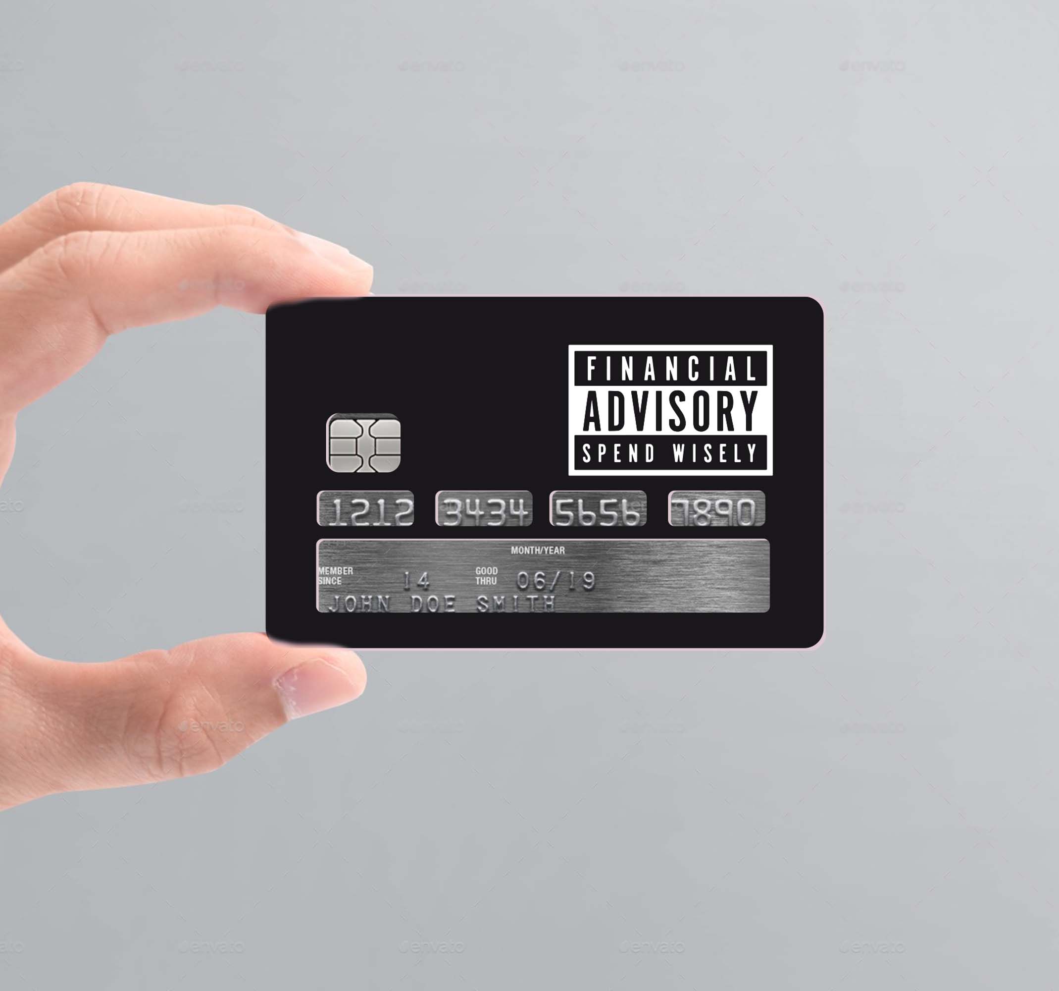 Adesivo per carta di credito Avviso carta di credito nera