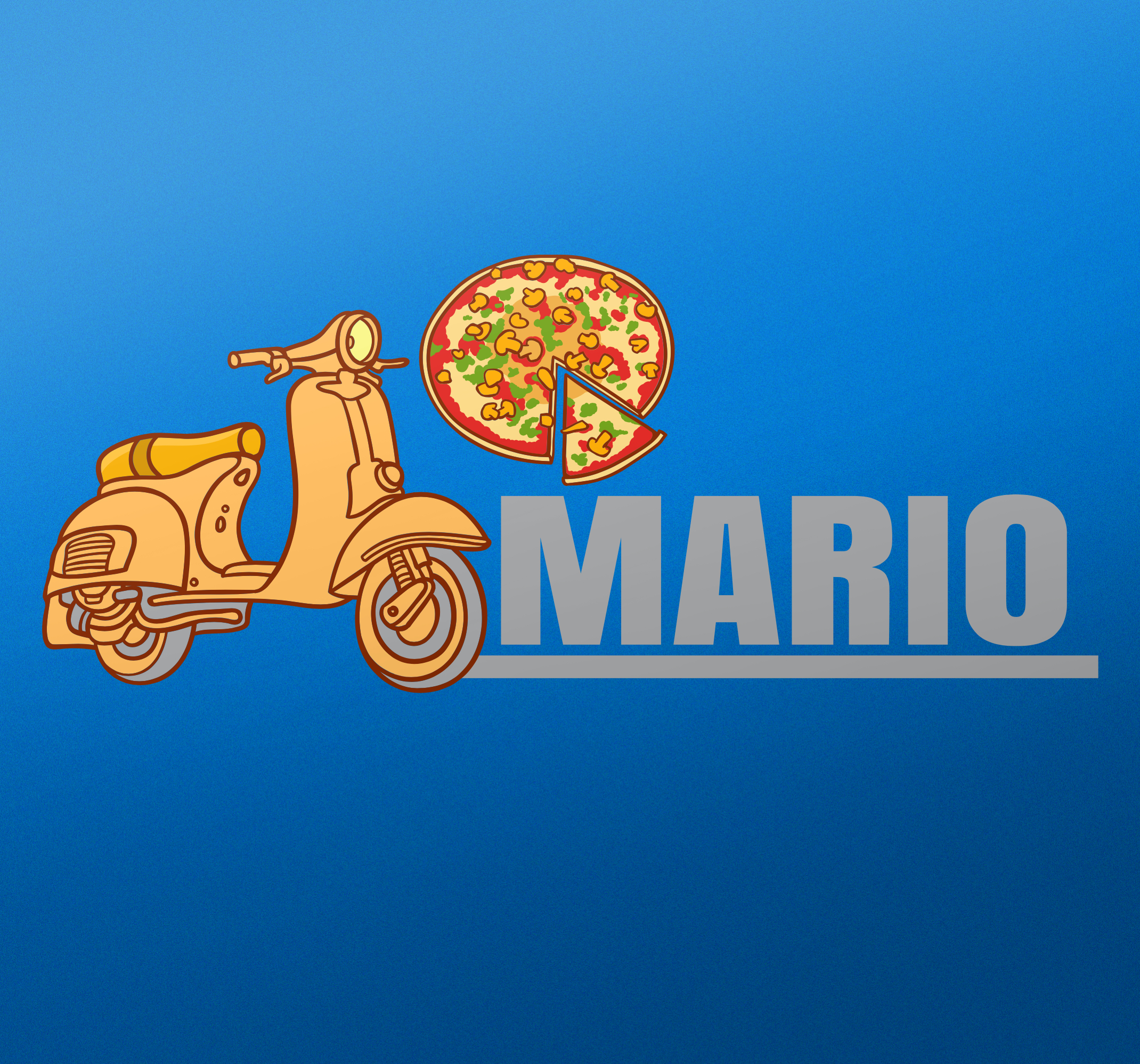 Adesivo pizza, scooter e nome personalizzato