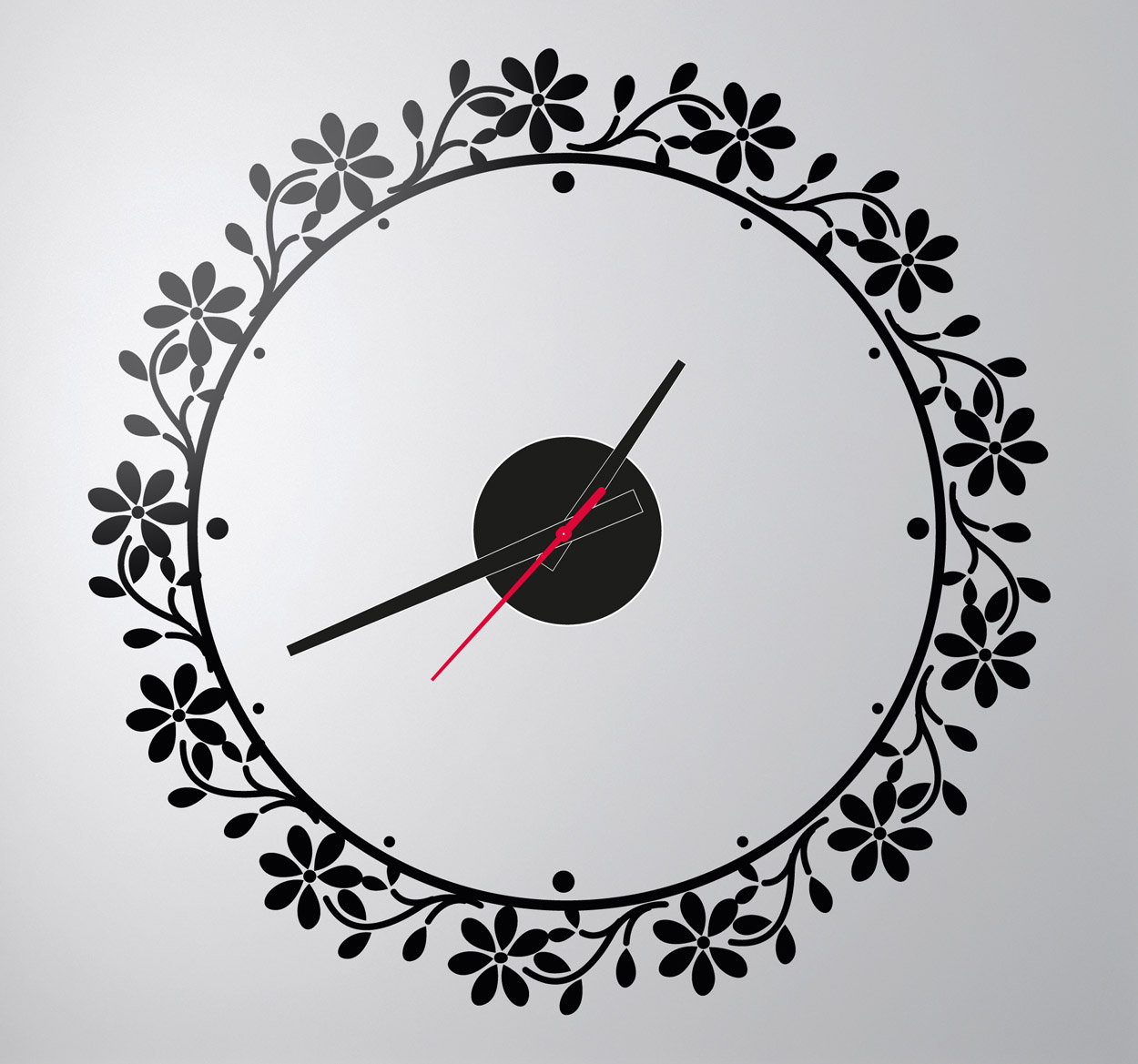 Tenstickers Bloemen cirkel klok sticker