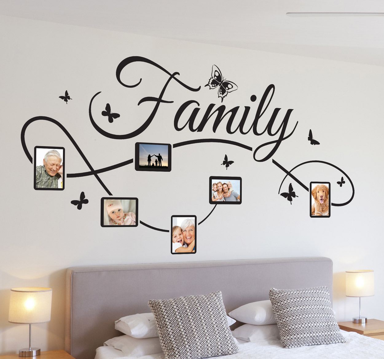 Tenstickers Tekst family familie foto's living room wall sticker