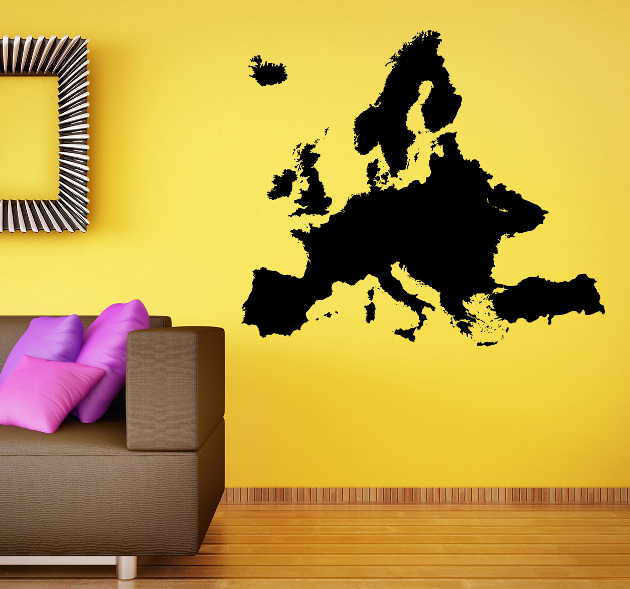 Tenstickers Muursticker wereldkaart Europa map