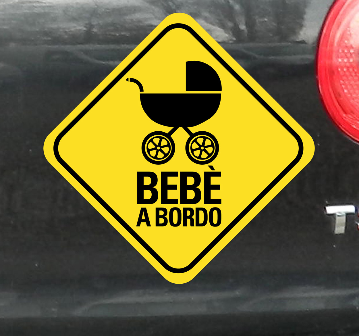 Sticker decorativo carrozzina bebè a bordo giallo