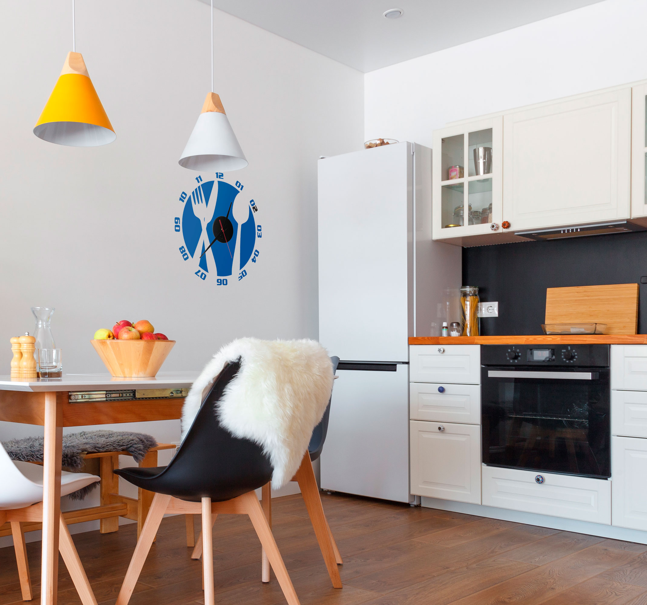 Tenstickers Klok sticker keuken bestek