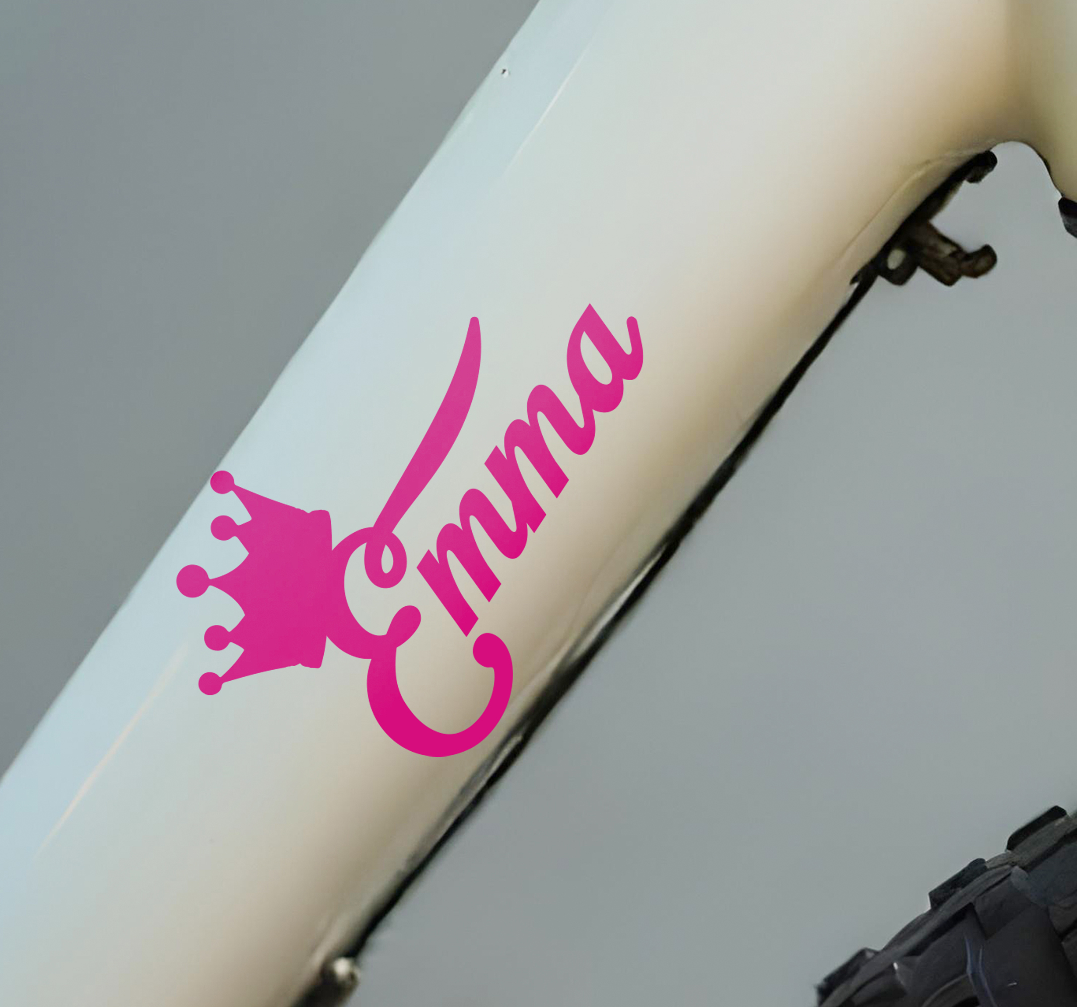 Vinilo bicicleta corona rosa