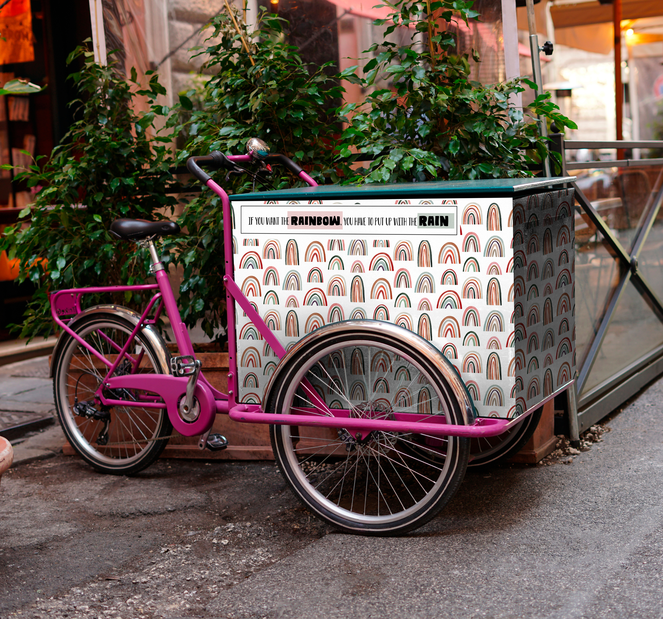 Regnbågs offert för lastcykeldekal