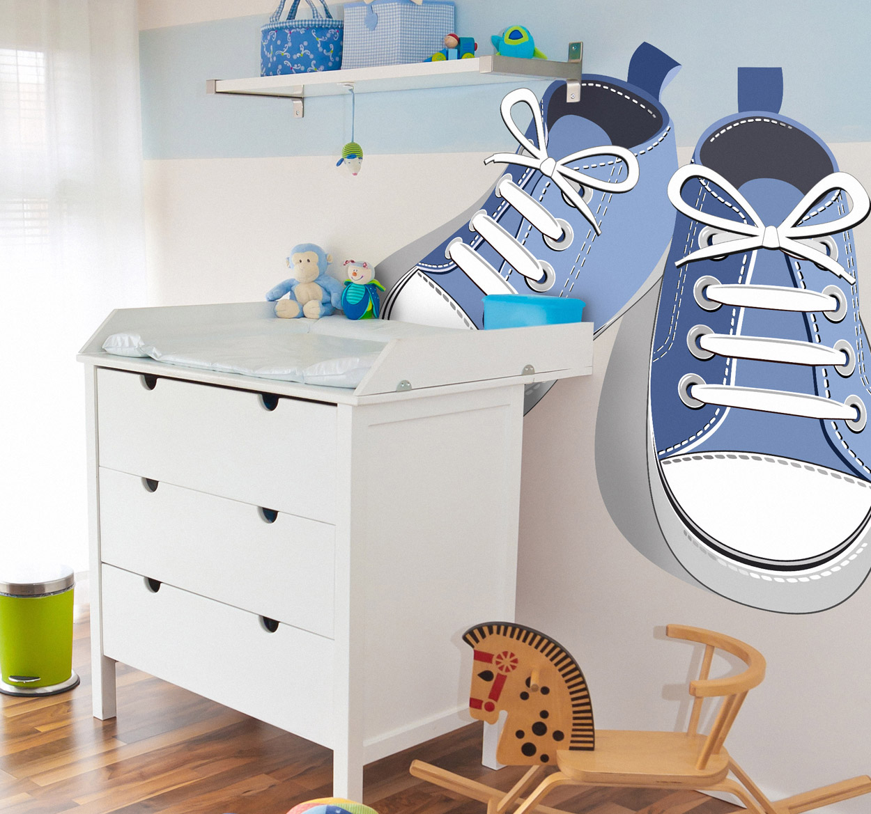 Tenstickers Sticker kinderkamer schoenen blauw