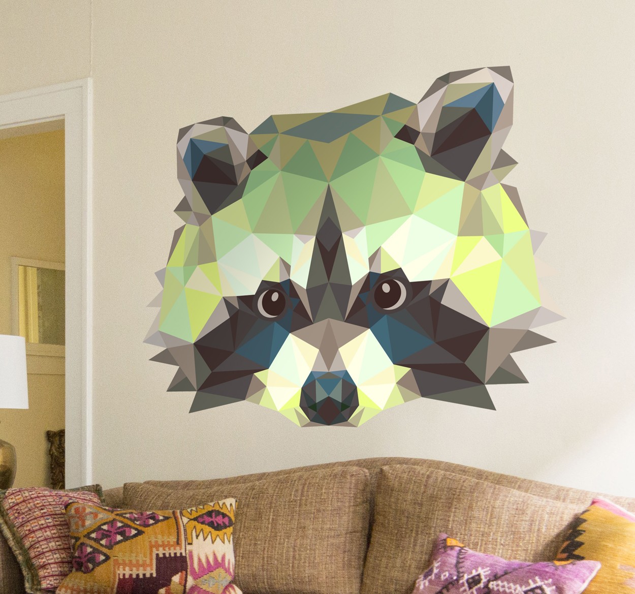 Tenstickers Geometrische wasbeer muursticker