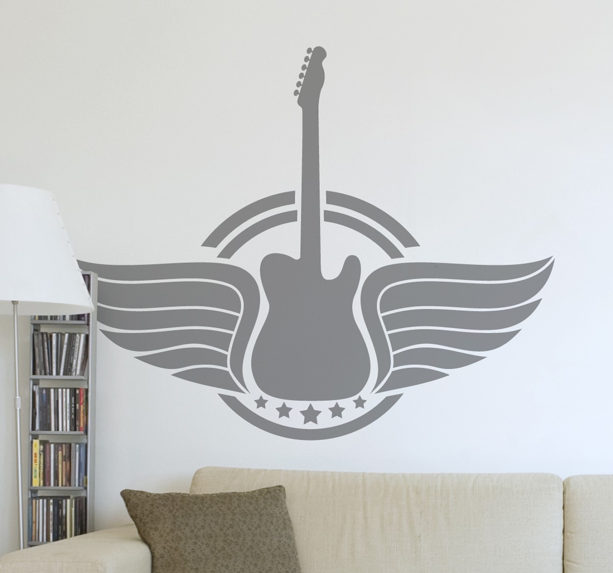 Sticker decorativo chitarra con le ali