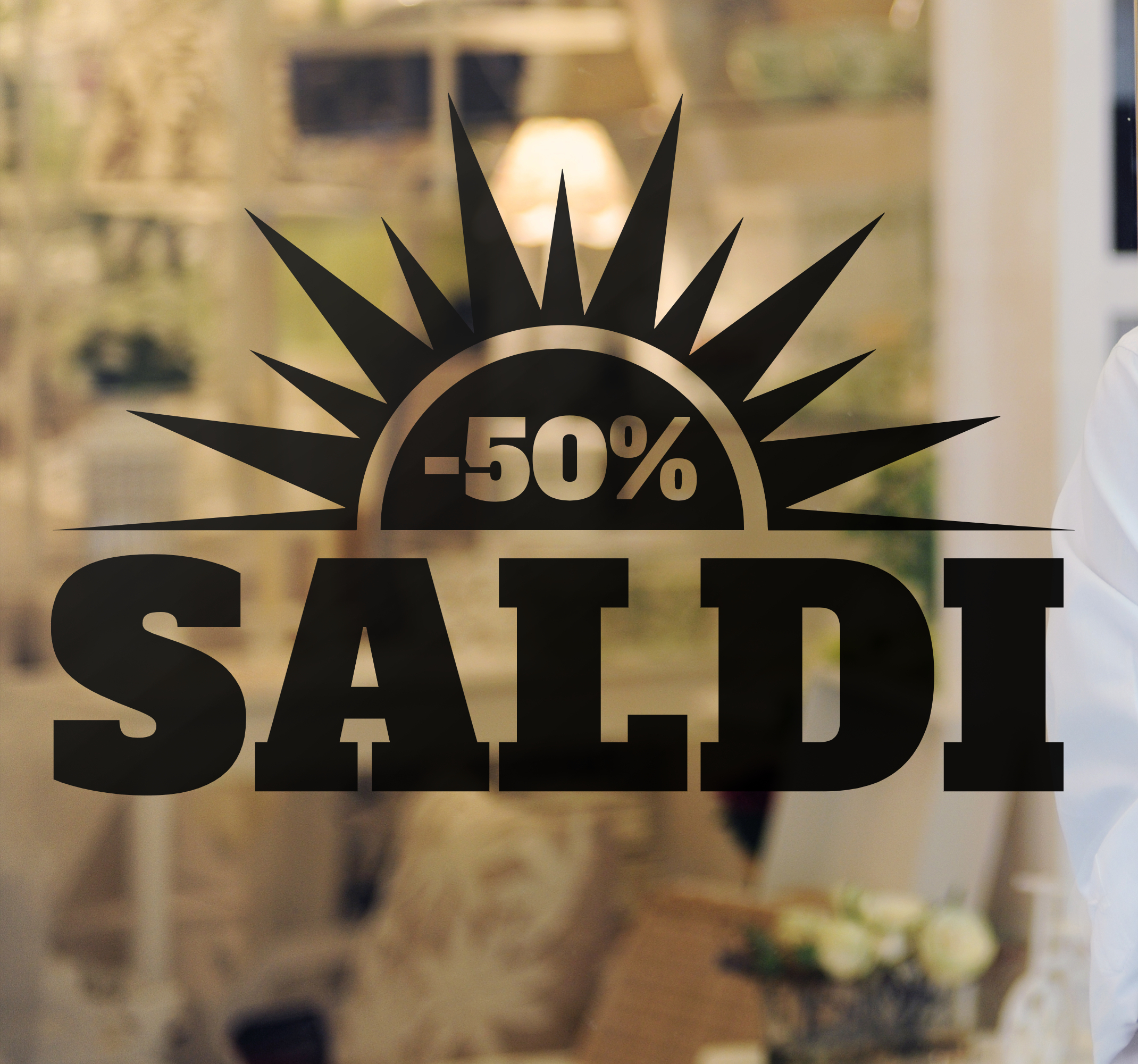 Vetrofanie saldi sole percentuale personalizzata