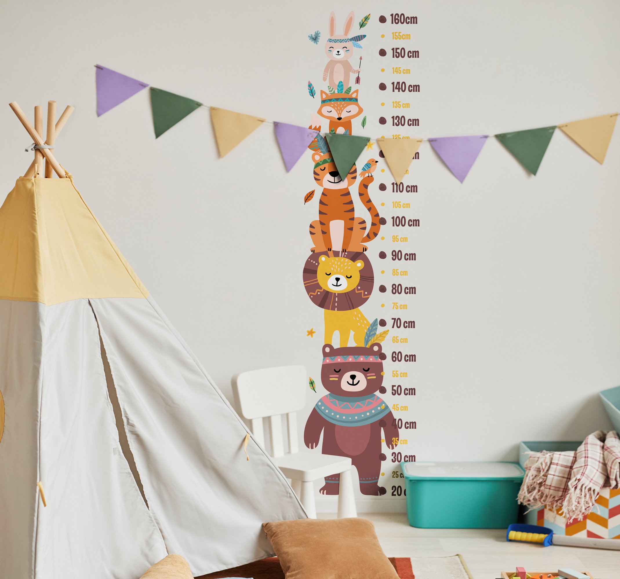 Tenstickers Meetlat sticker hippie dieren