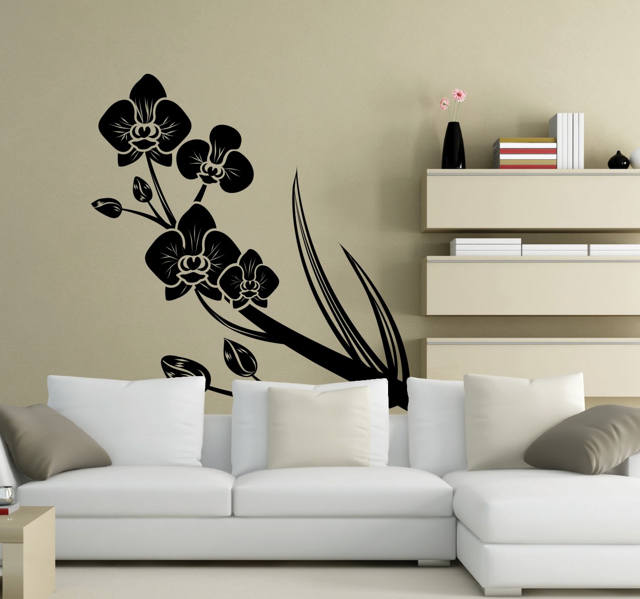 Tenstickers Decoratieve Silhouet Orchidee