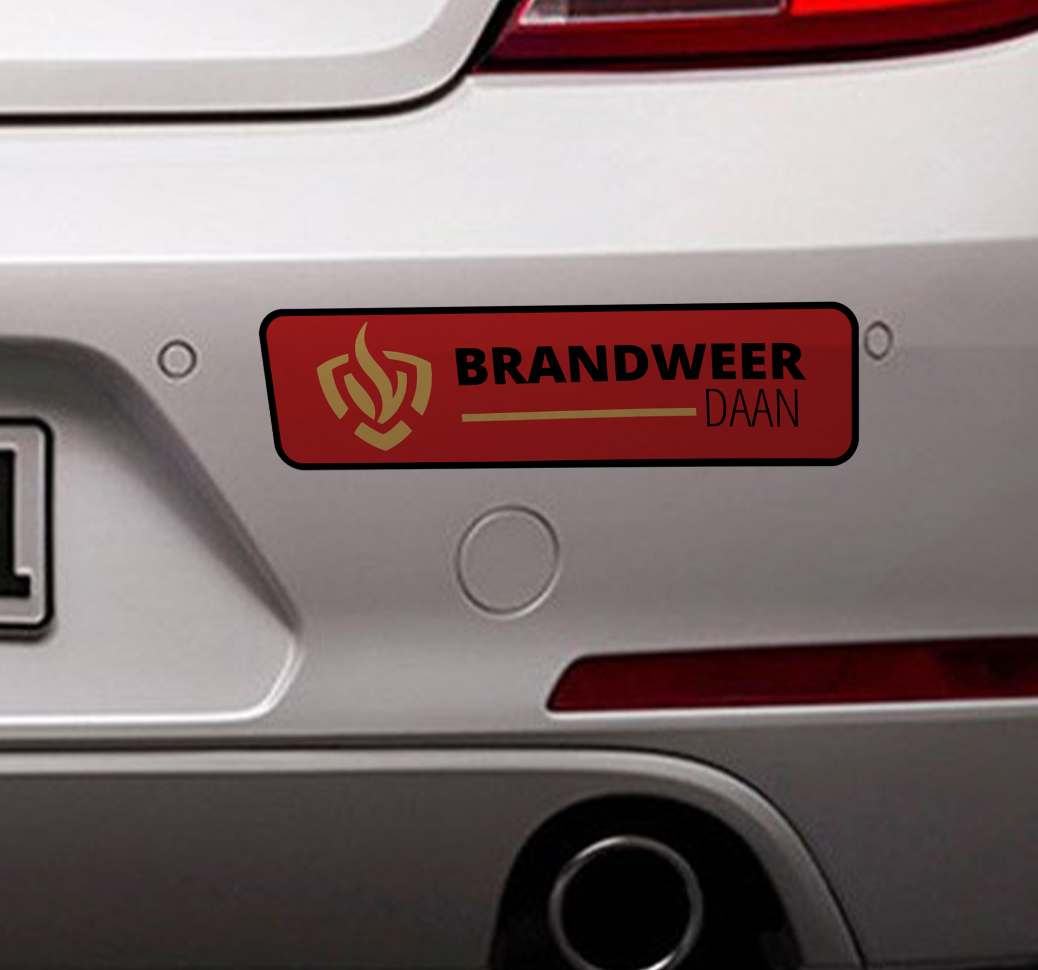 Gepersonaliseerde auto sticker brandweer met naam