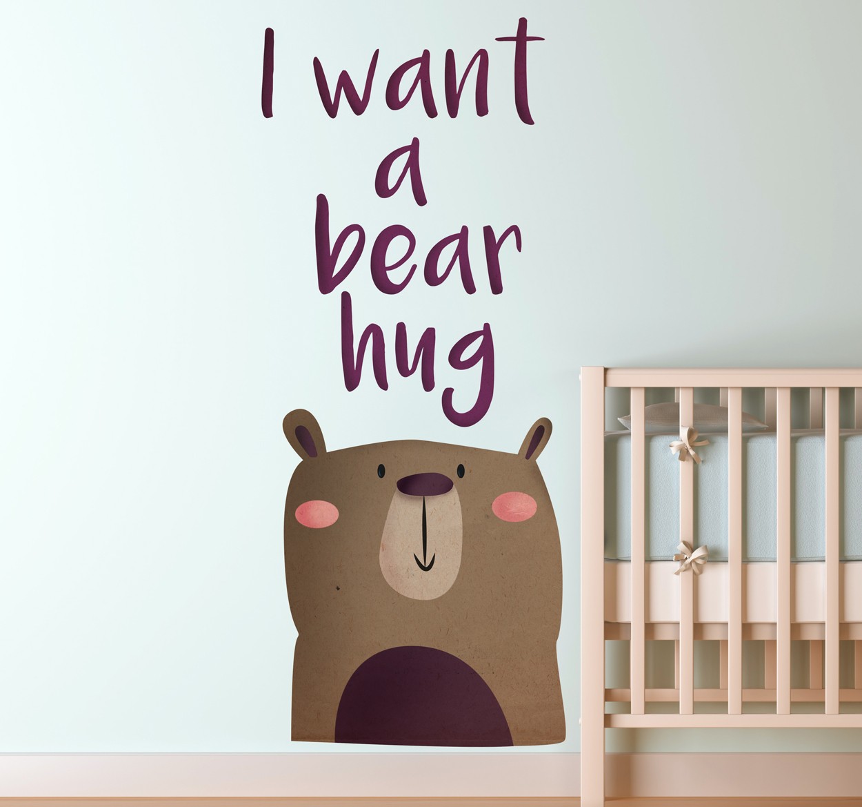 Tenstickers I Want a Bear Hug Kinderen Muursticker
