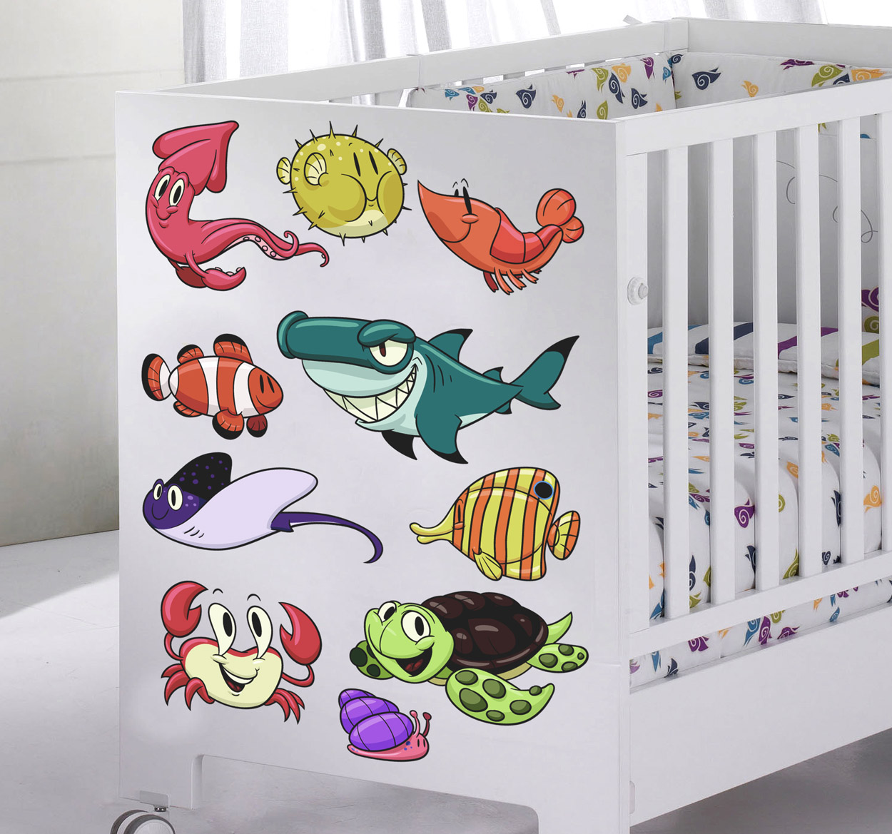Tenstickers Sticker vissen uit de zee