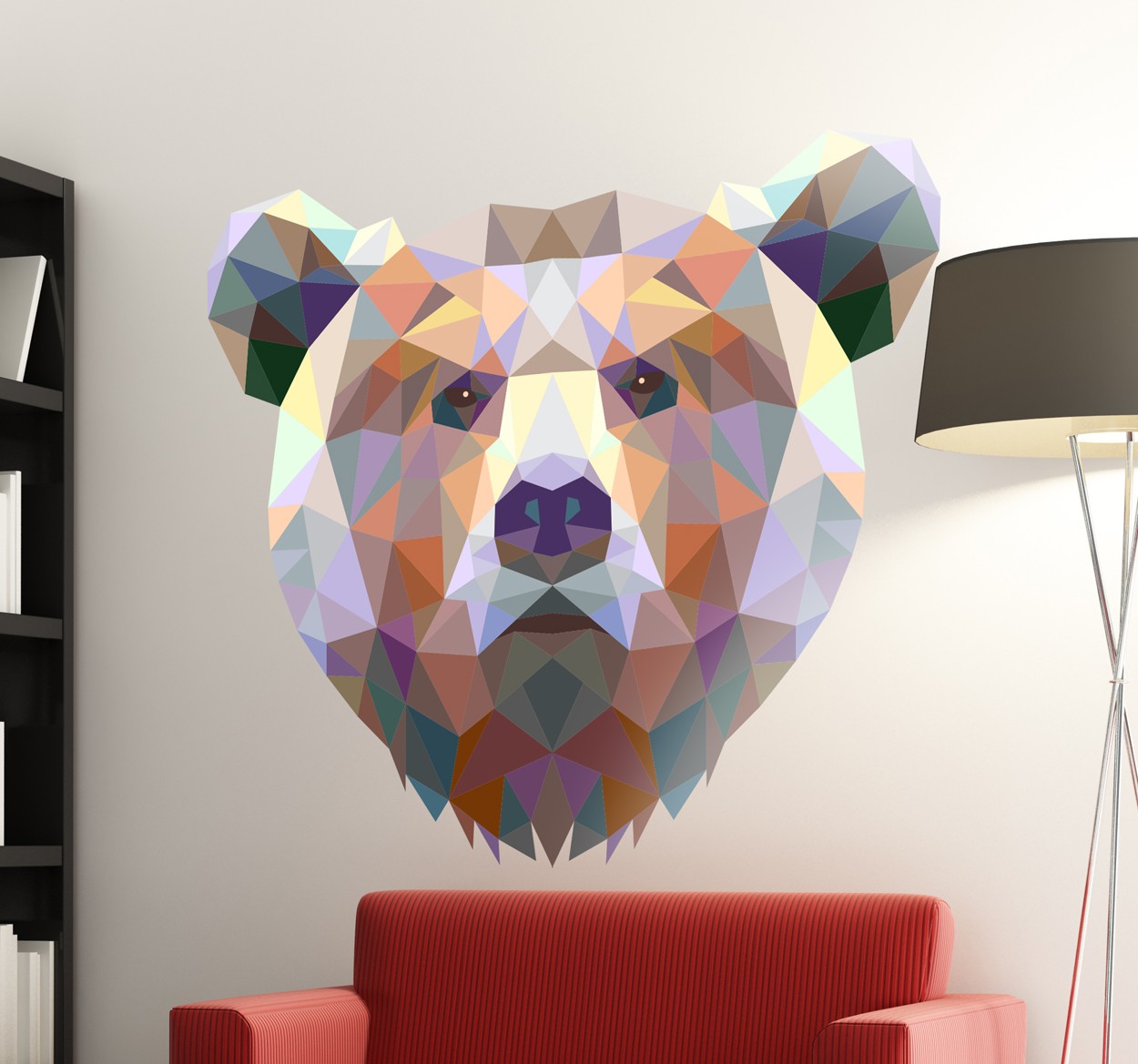 Tenstickers Muursticker woonkamer beer geometrisch 3D