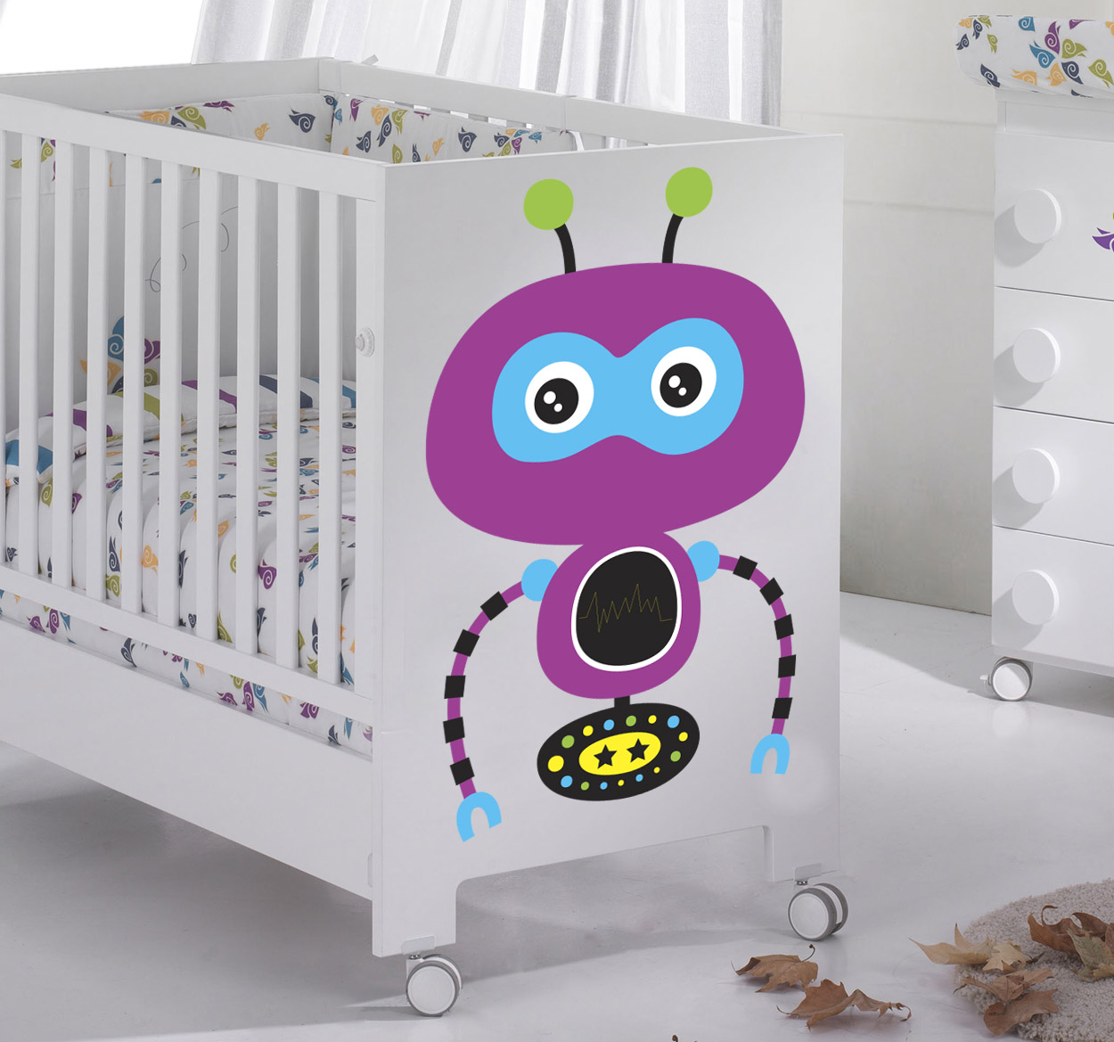 Adesivo bambini robot lilla
