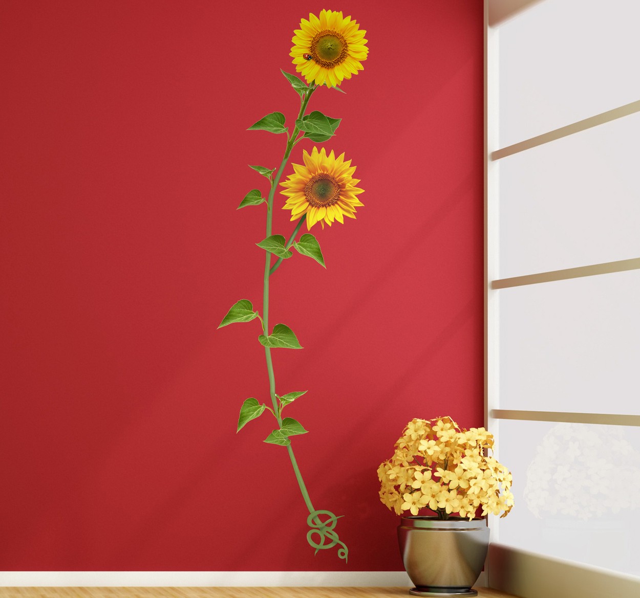 Tenstickers Muursticker woonkamer zonnebloem bloemen