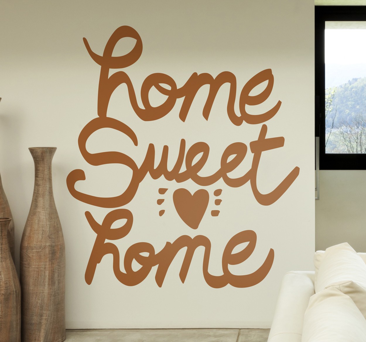 Adesivo murale soggiorno Home Sweet Home monocolore