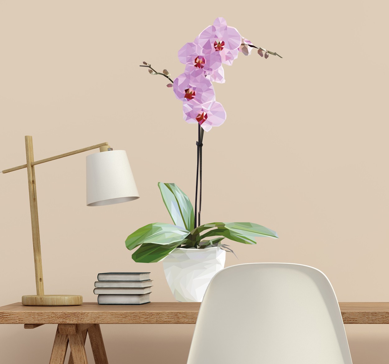 Tenstickers Bloemen muursticker met paarse orchidee