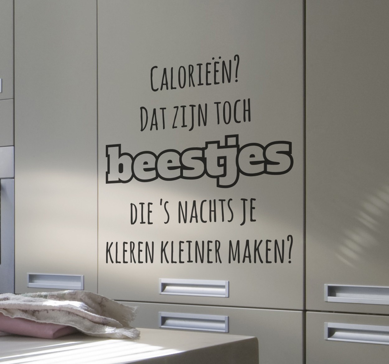 Tenstickers Muursticker Calorieën Maken Kleren Kleiner