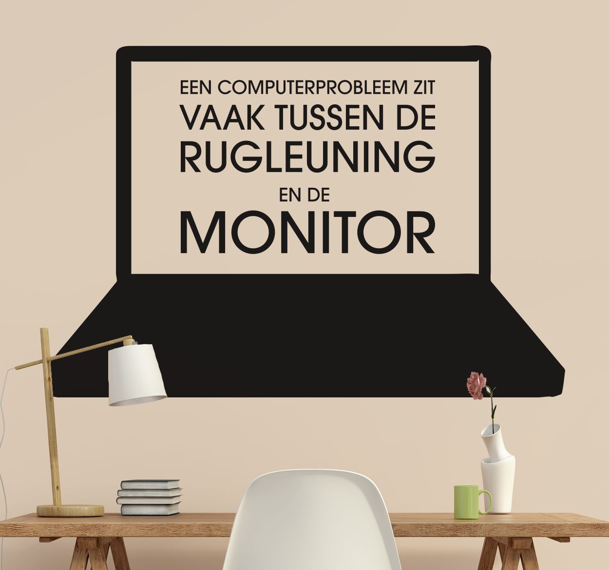 Tenstickers Muursticker tekst woonkamer laptop grap