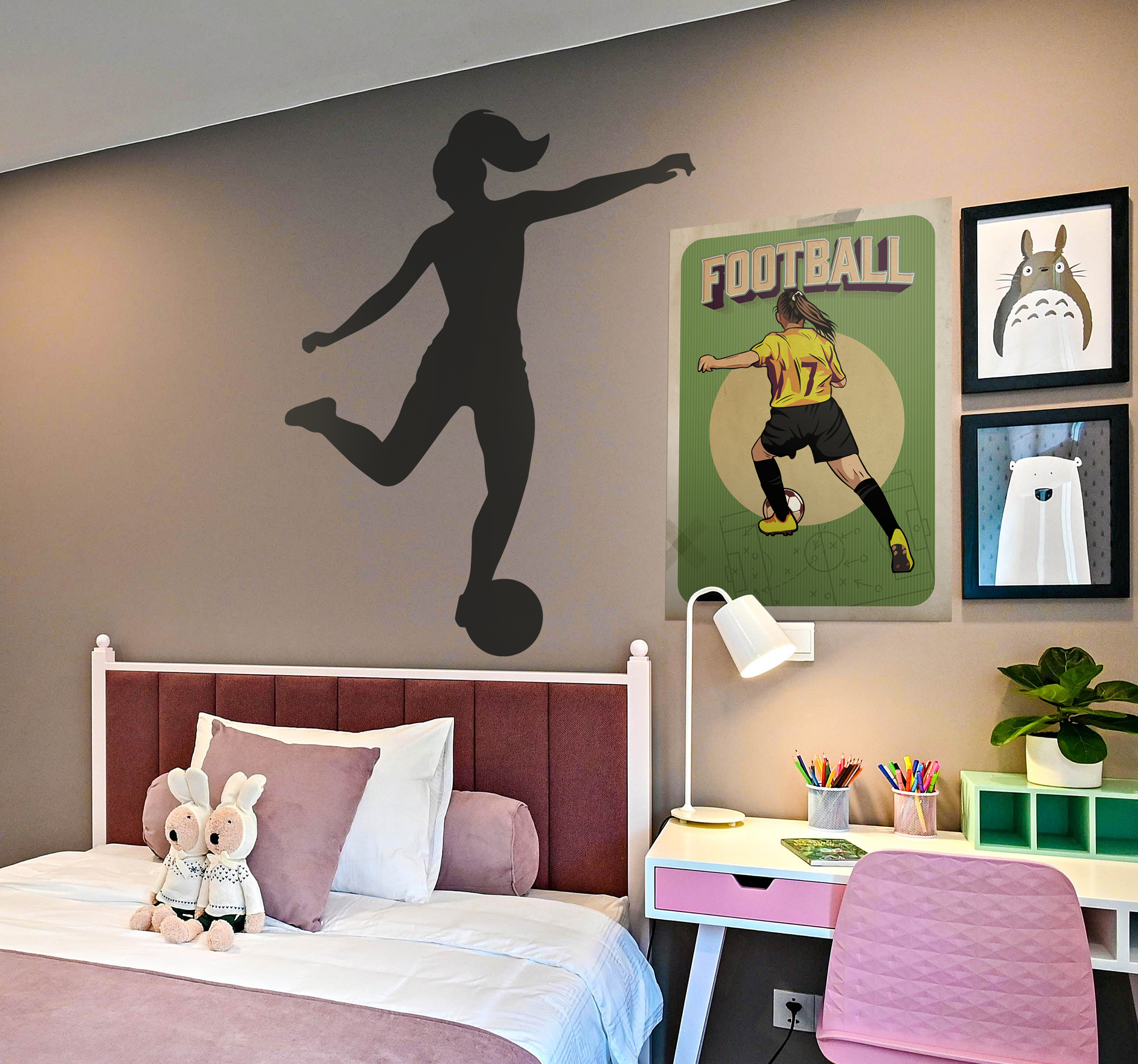 Wandtattoo Fußball frauenfussball Silhouette