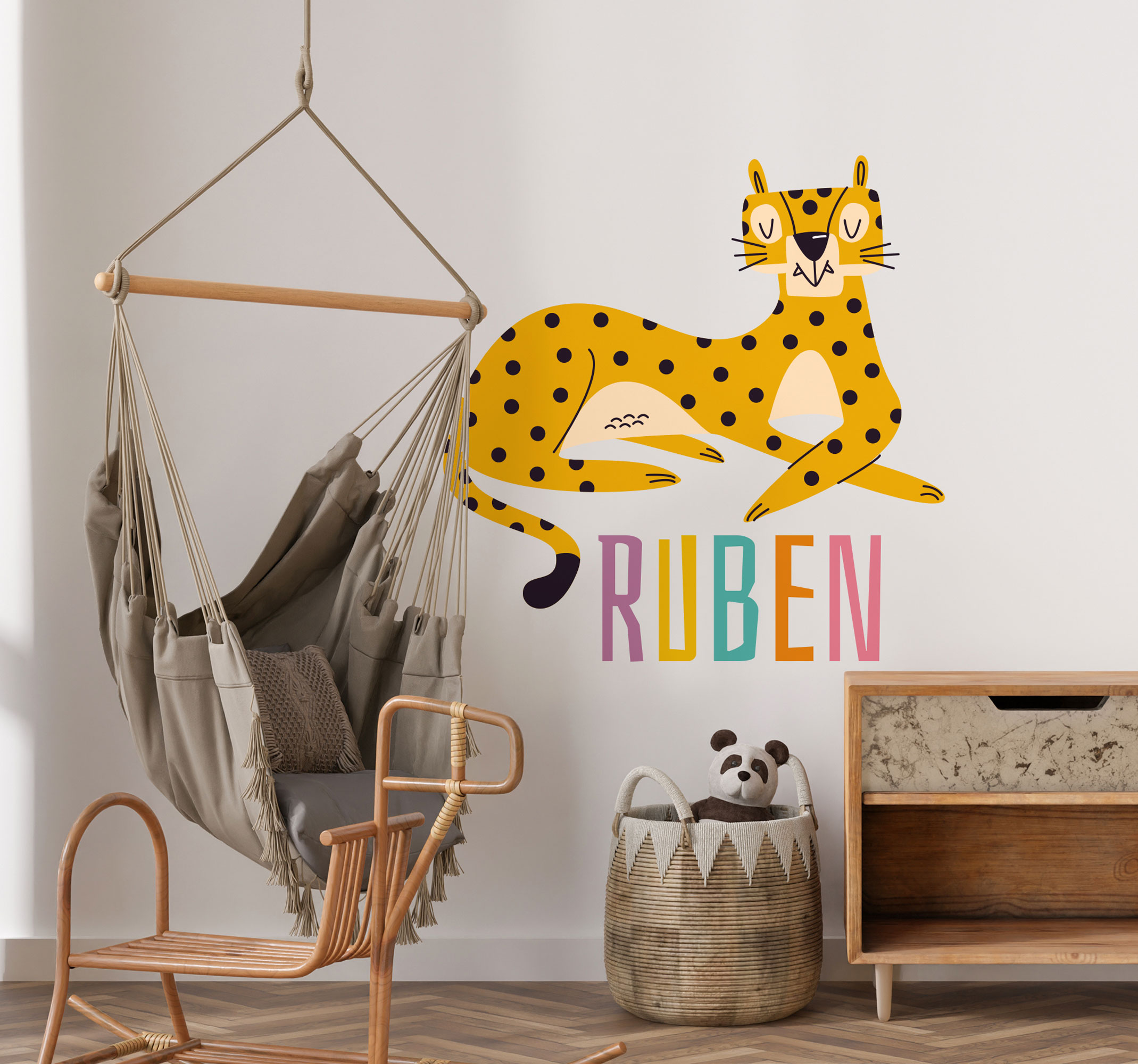 Tenstickers Cheetah met naam muursticker