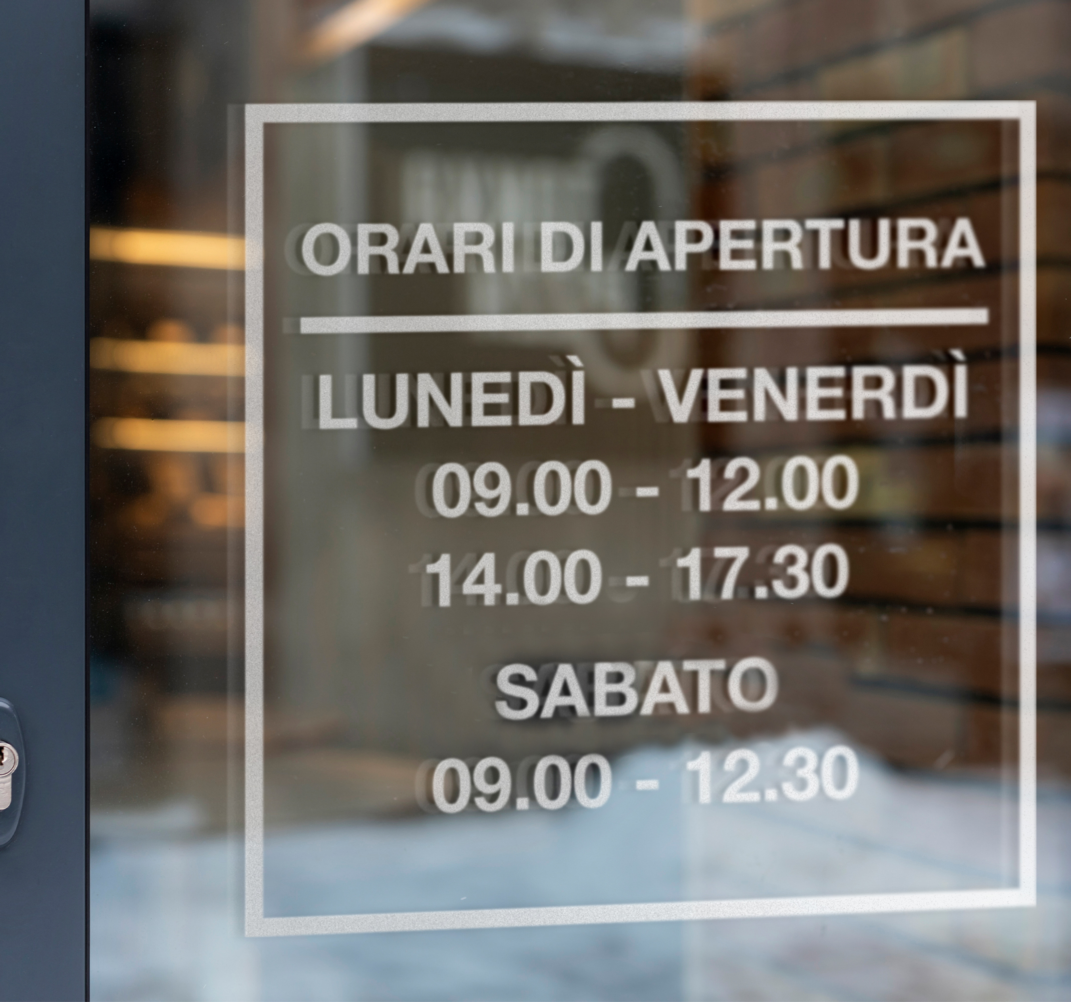 Adesivo per vetri con orari di apertura