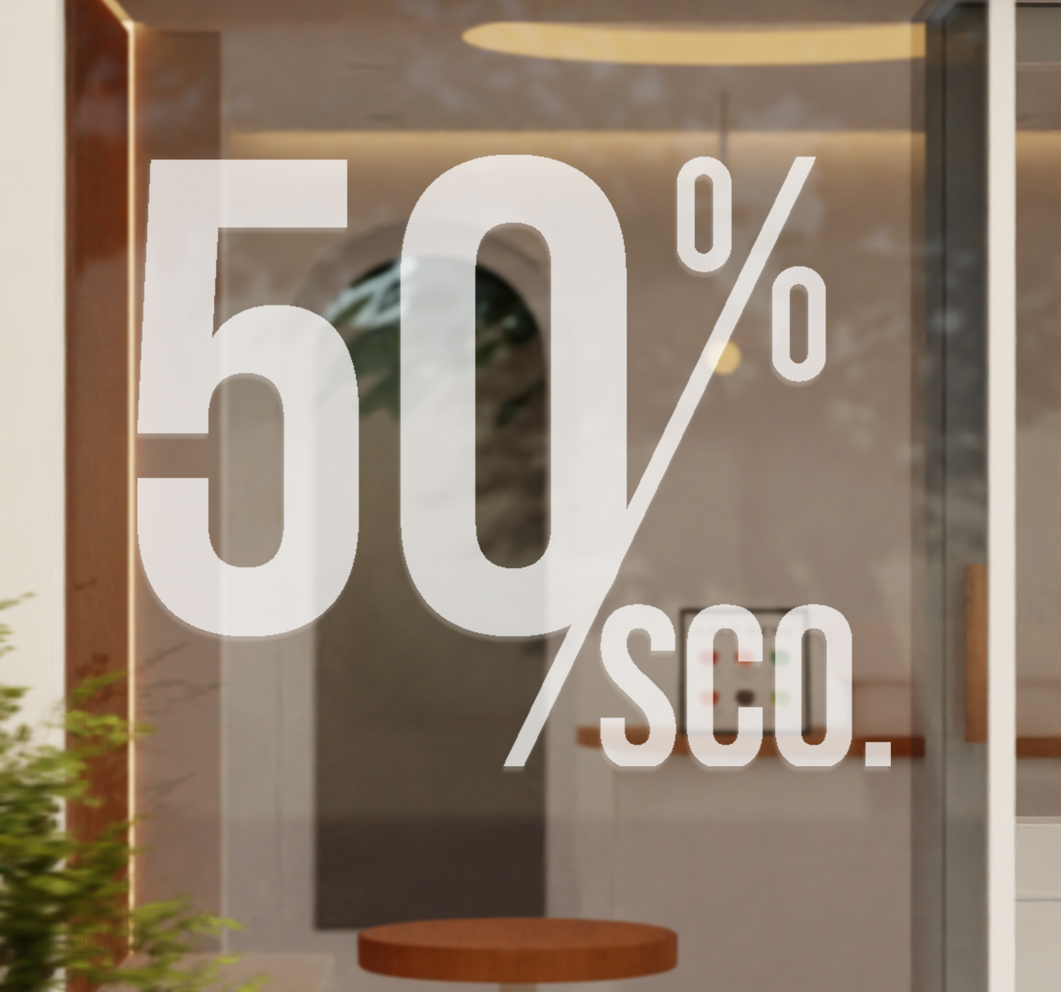 Adesivo per vetri con numero e sconto
