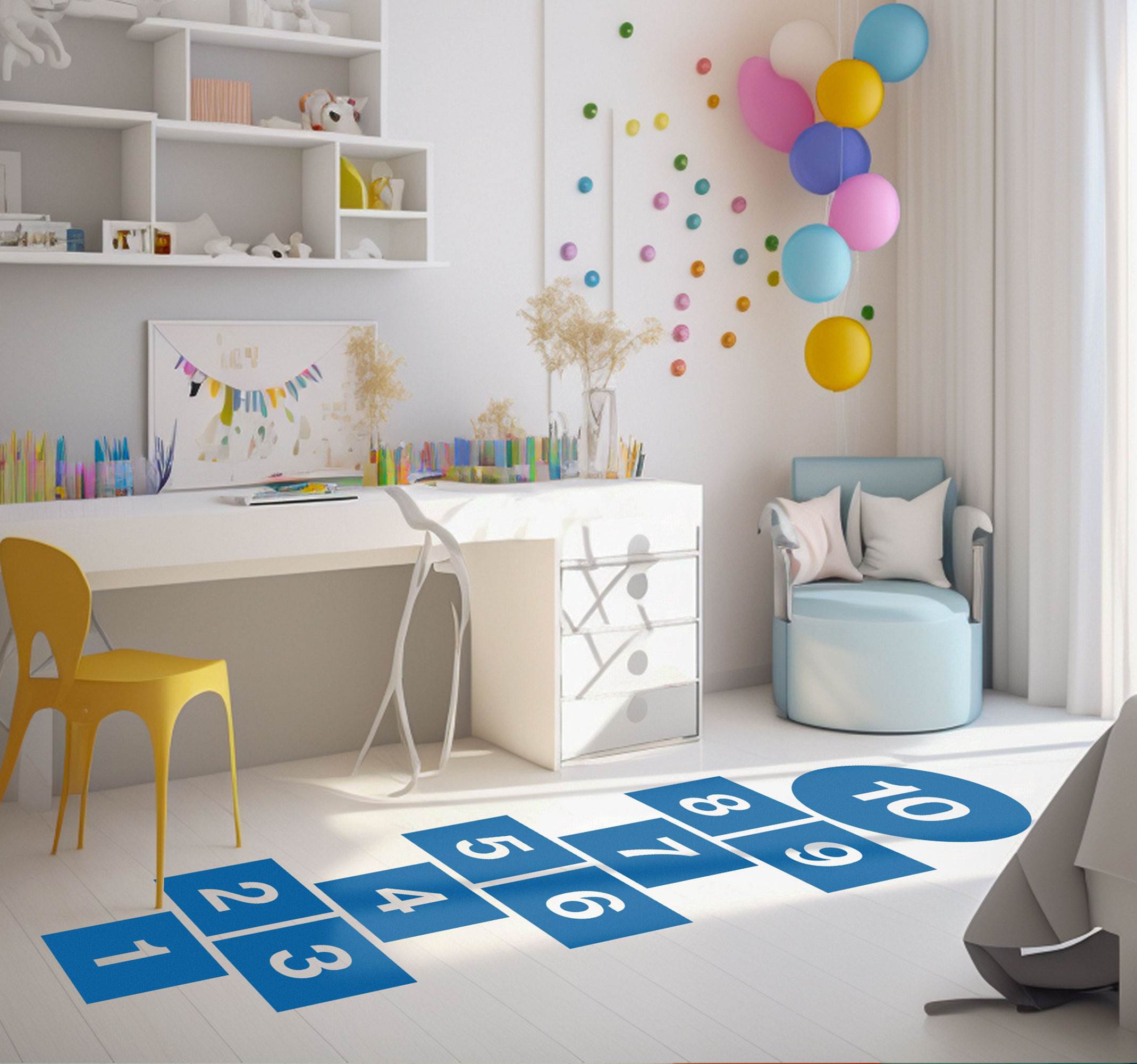Adesivo gioco quadrati di hopscotch