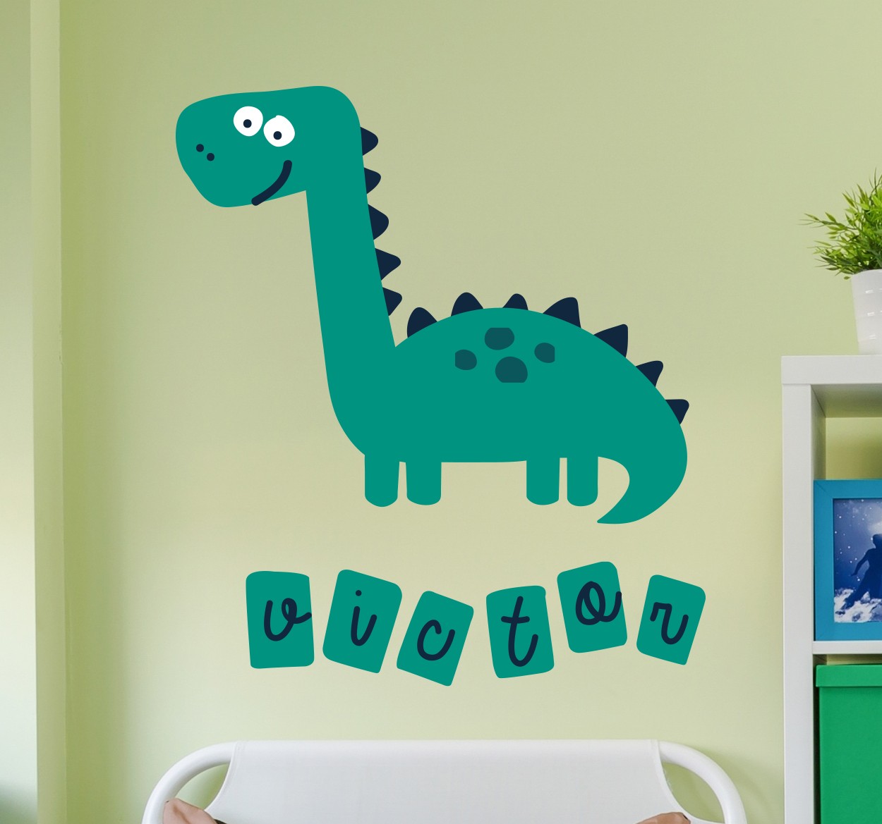 Tenstickers Dino muursticker gepersonaliseerde naam