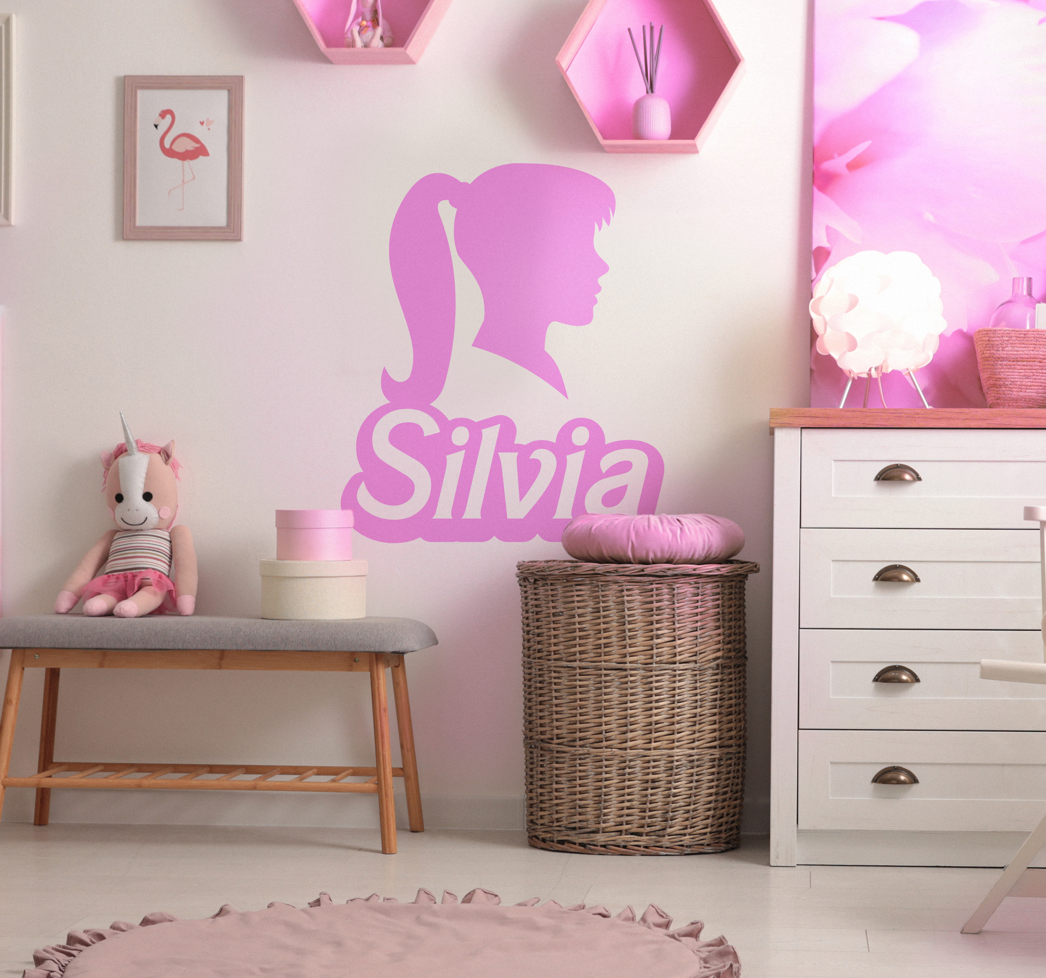 Tenstickers Silhouet meisje met naam sticker laten maken