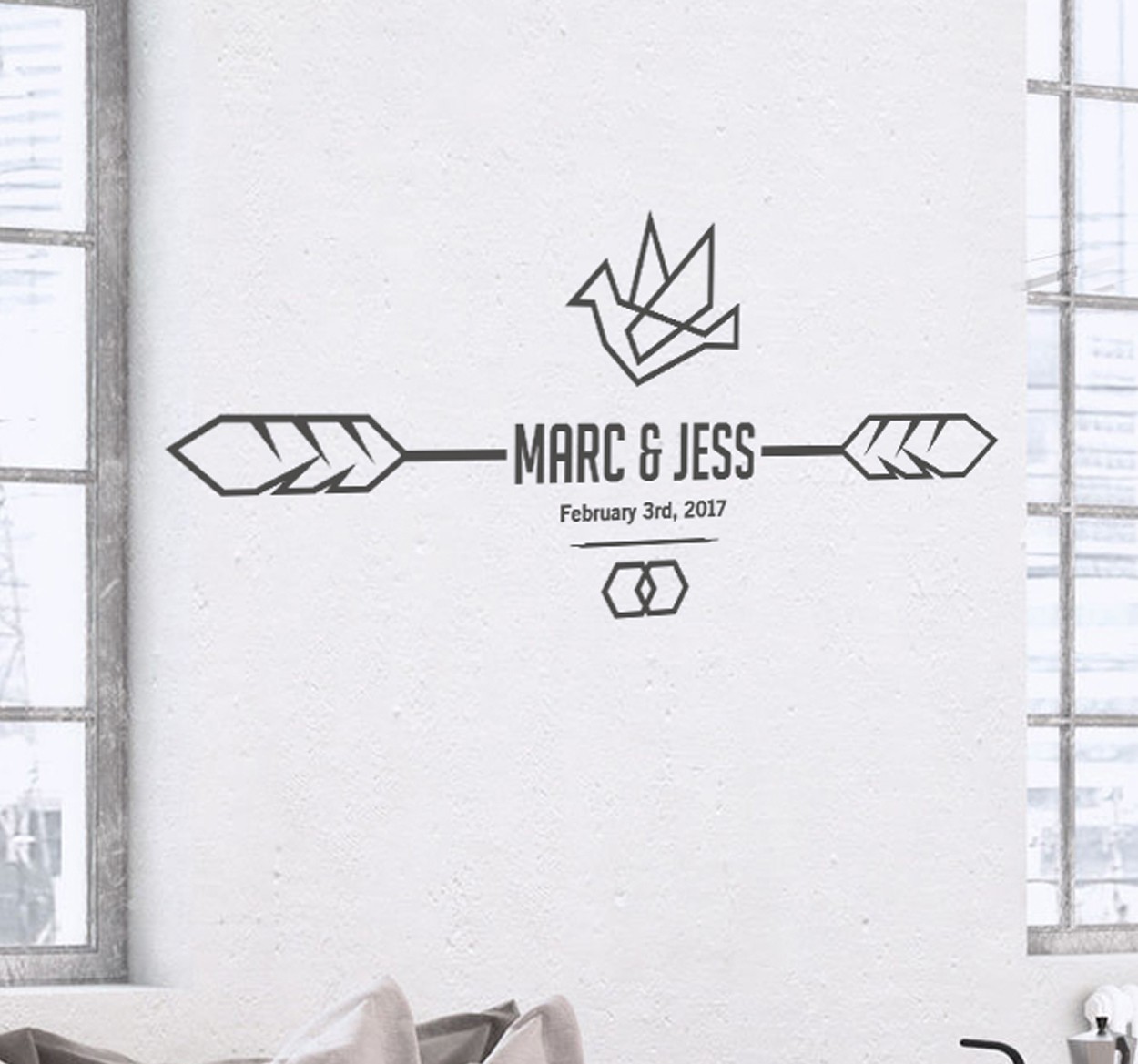 Tenstickers Decoratieve Hipster Bruidspaar Muursticker