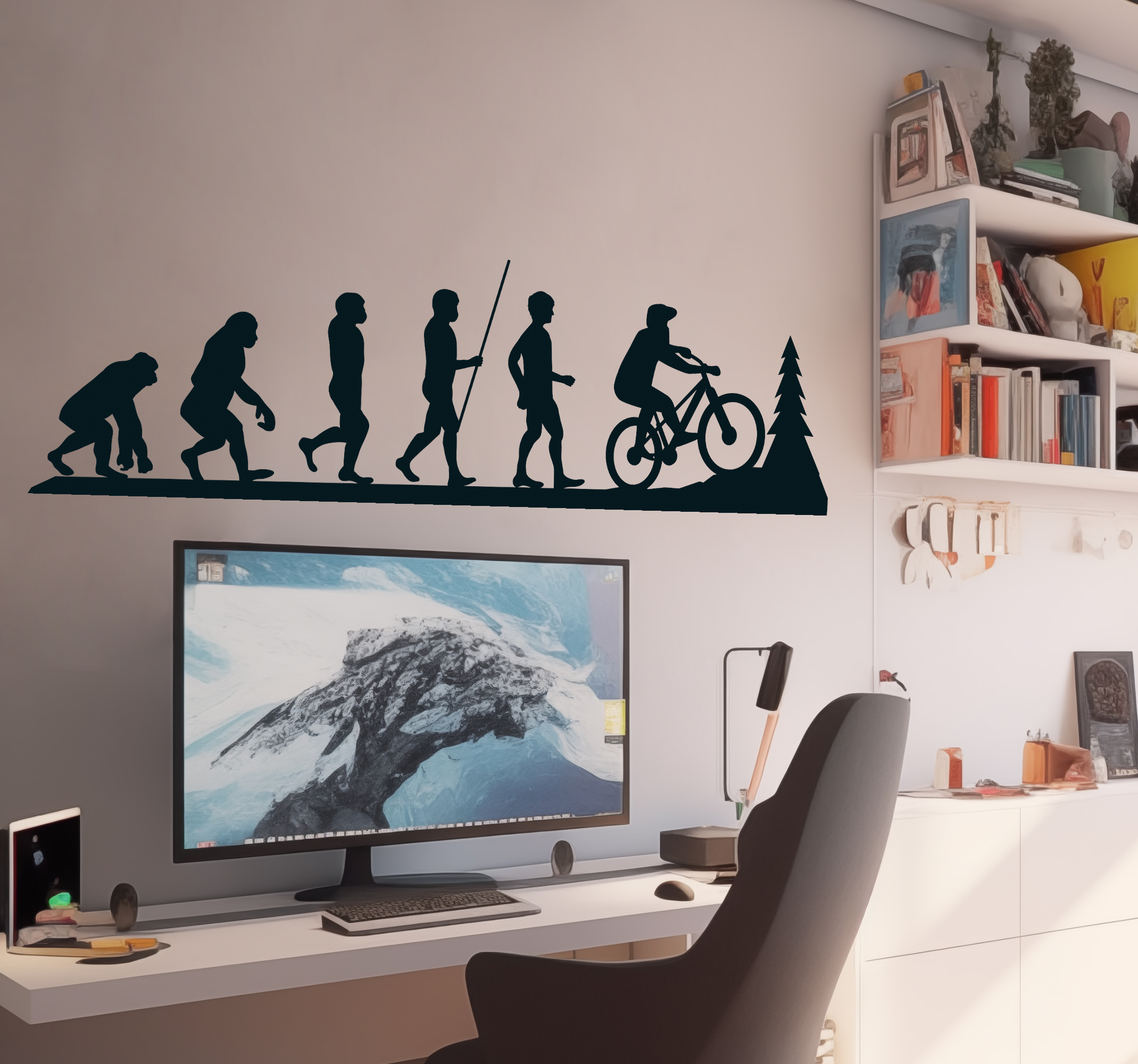 Tenstickers Evolutie van de mountainbike Muursticker