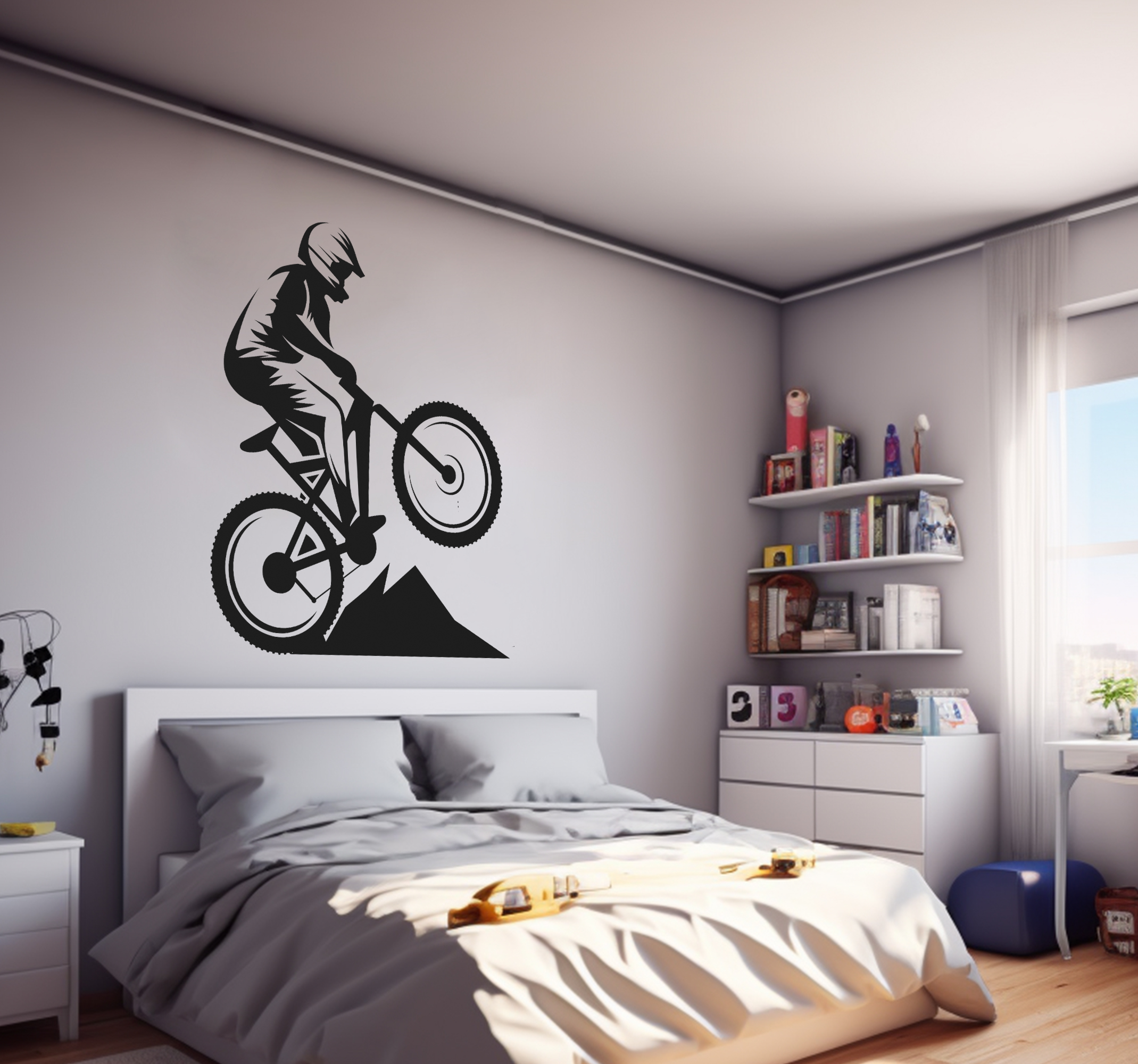 Tenstickers Mountain bike Muursticker tienerkamer