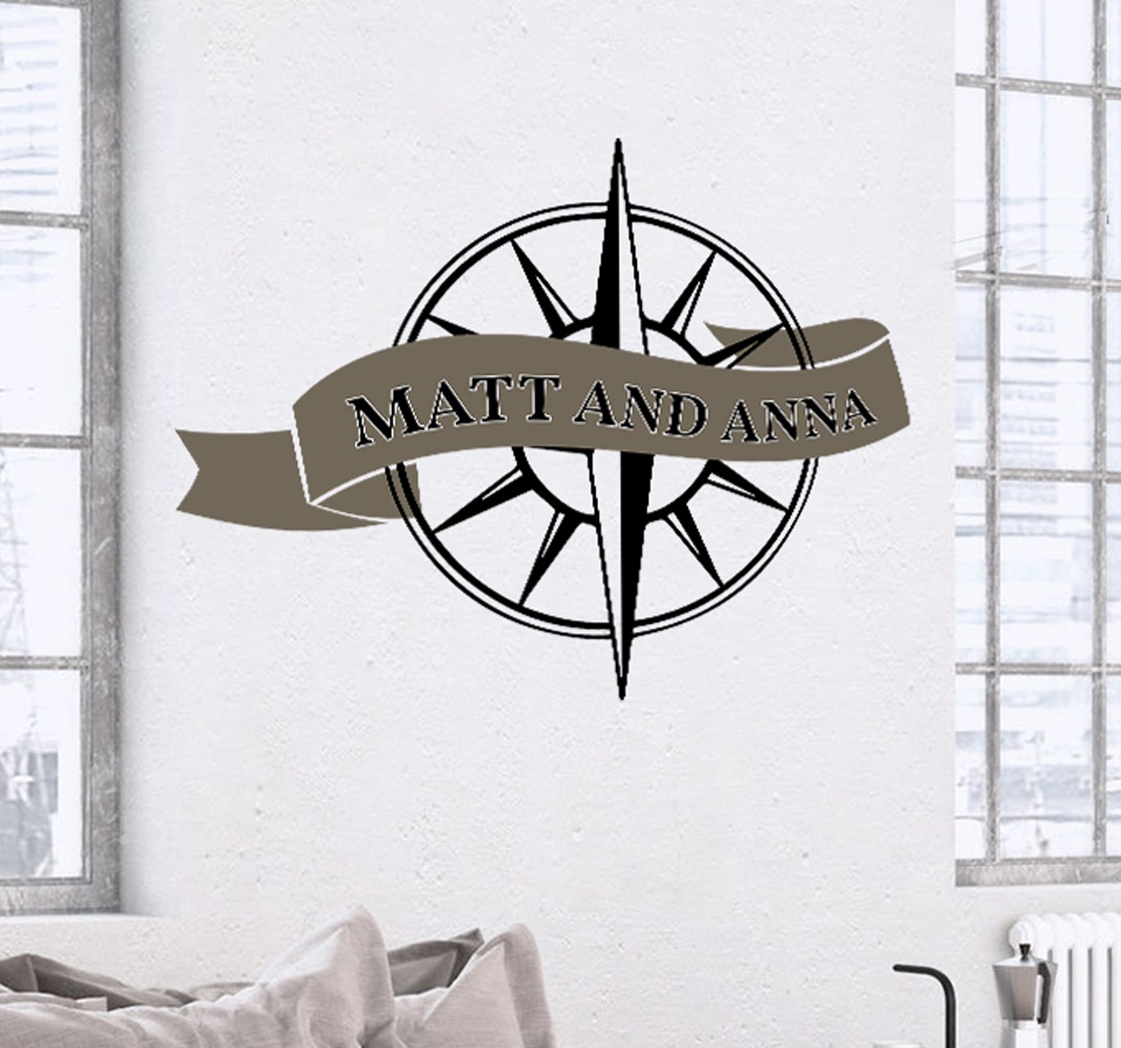 Tenstickers Decoratieve Bruiloft Kompas Muursticker