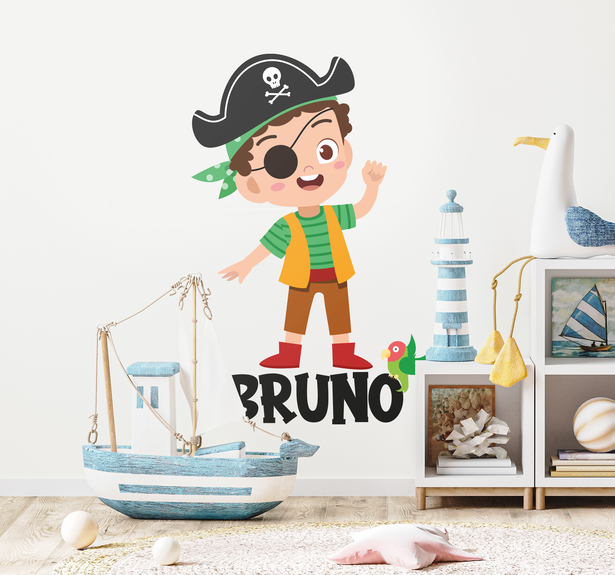 Tenstickers Jonge piraat Muursticker kinderkamer
